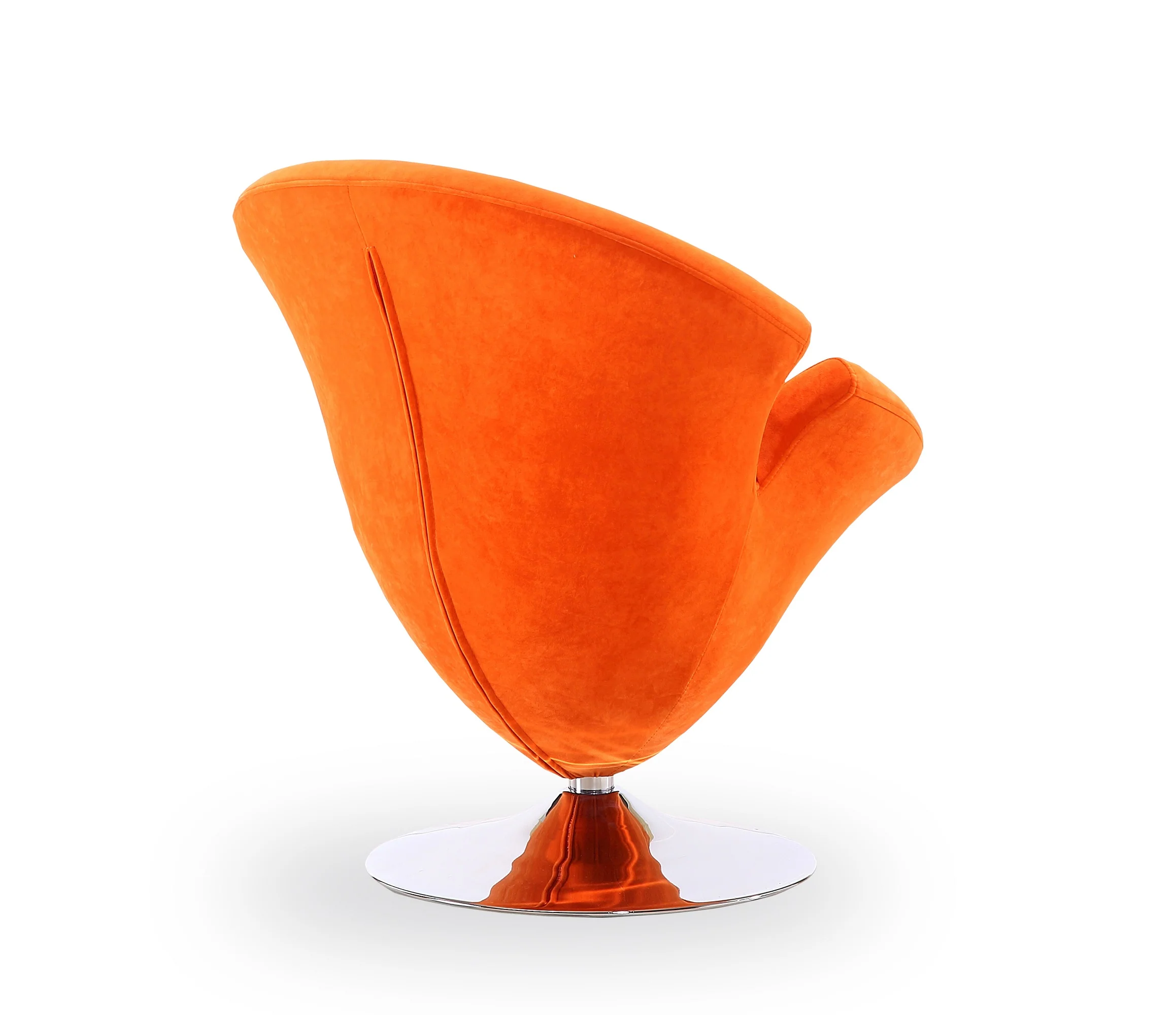 Tulip Swivel Accent Chair in Orange and Polished Chrome - Image 6