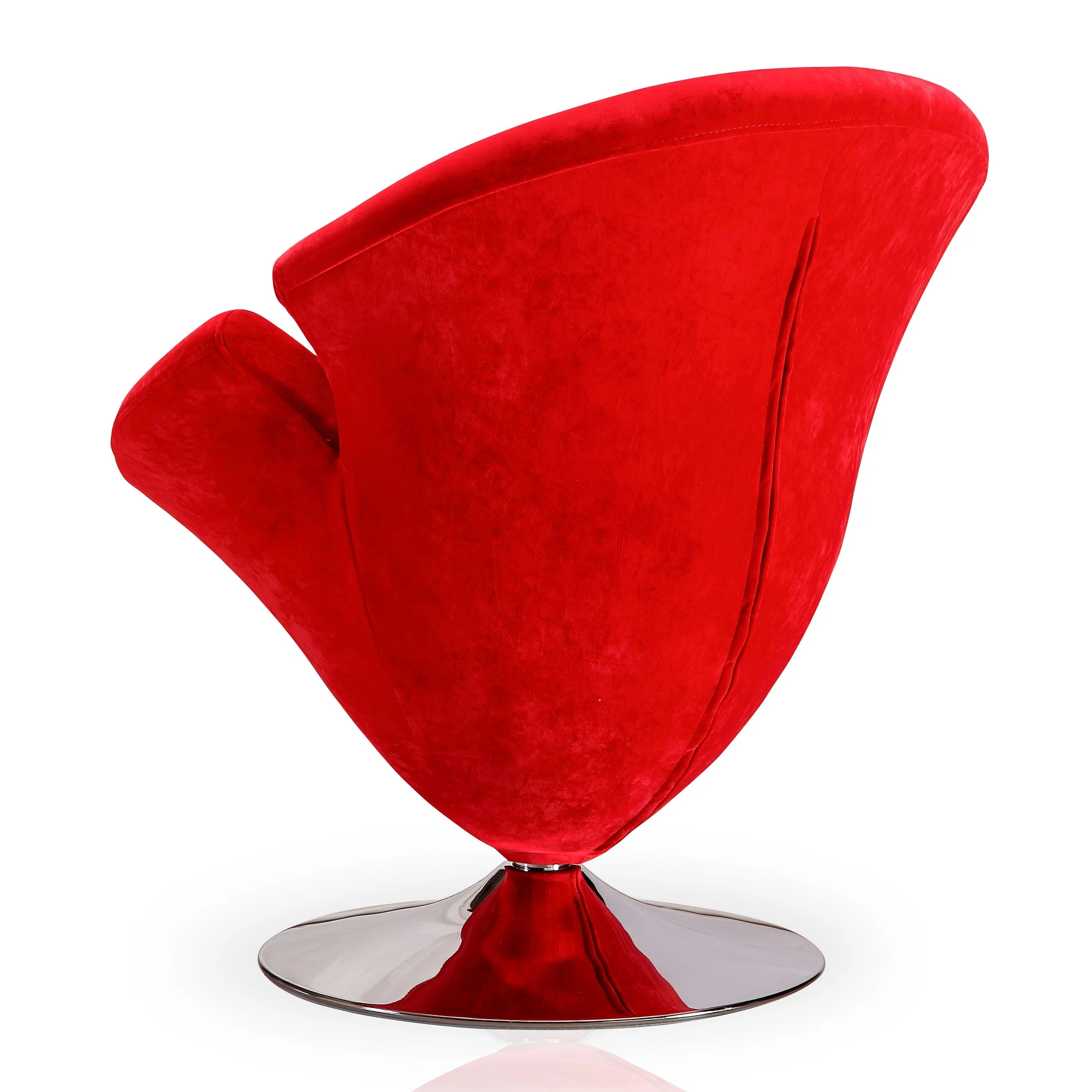 Tulip Swivel Accent Chair in Red and Polished Chrome (set of 2) - Image 6