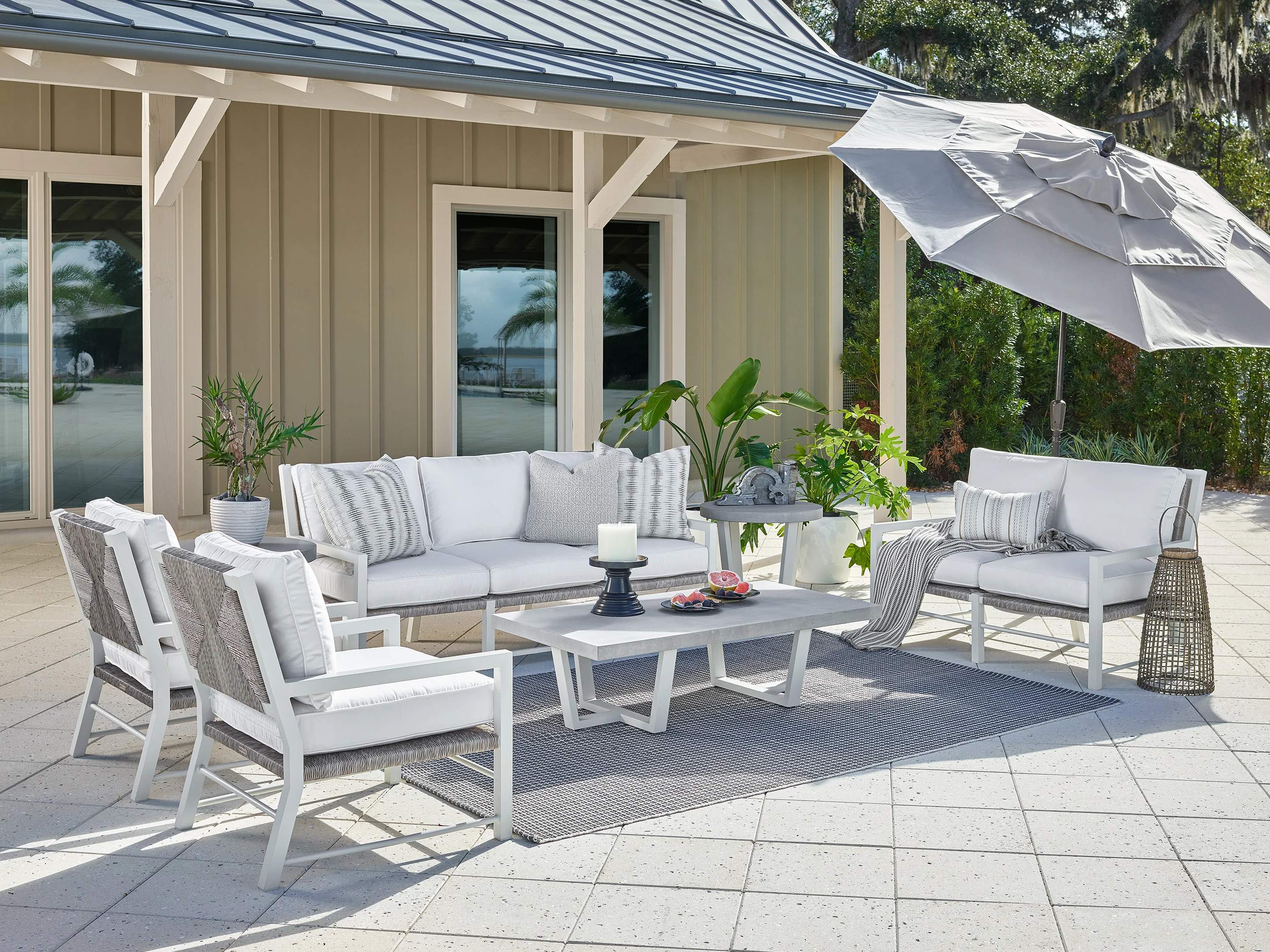 Tybee Chalk Aluminum/Greige Wicker Loveseat - Image 3