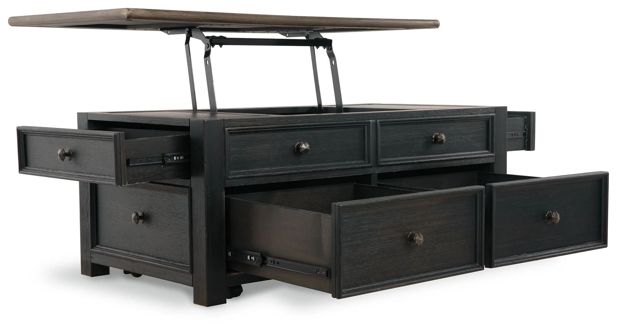 Tyler Creek Grayish Brown/Black Coffee Table and 2 End Tables with Console - Image 19