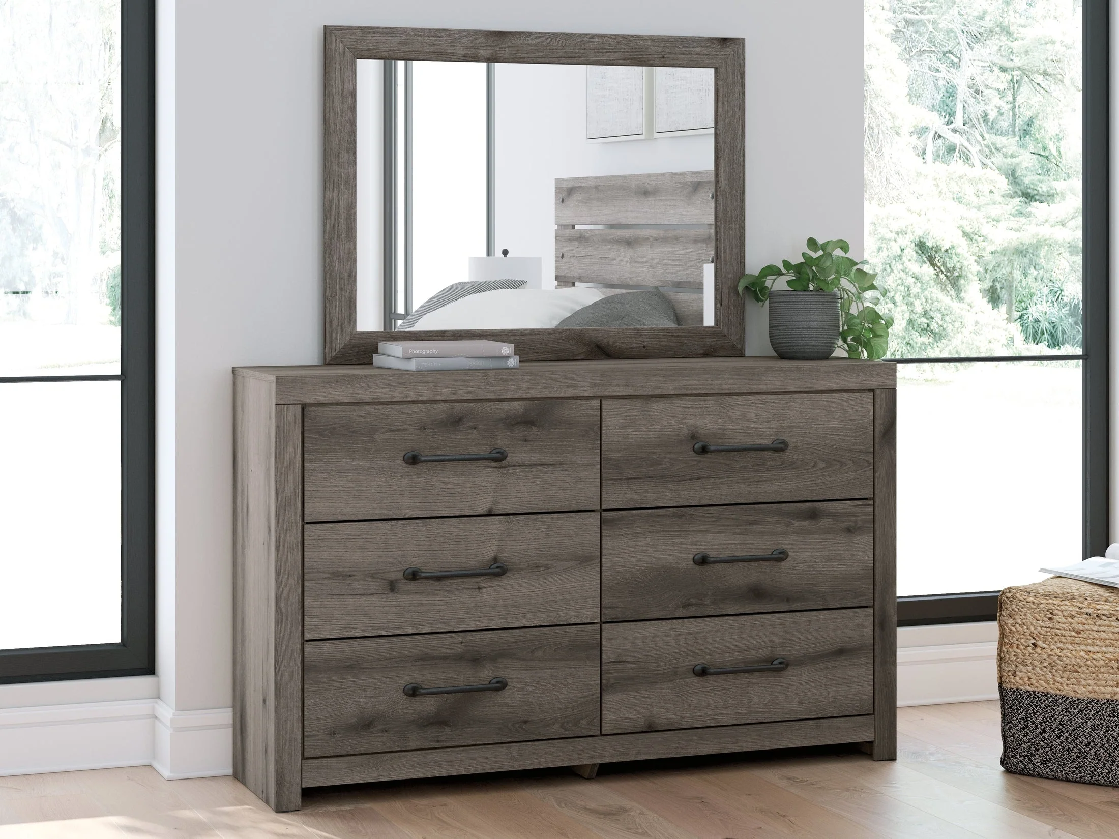 Urbanoore Brown 6 Drawer Dresser and Mirror (Online Special Price)