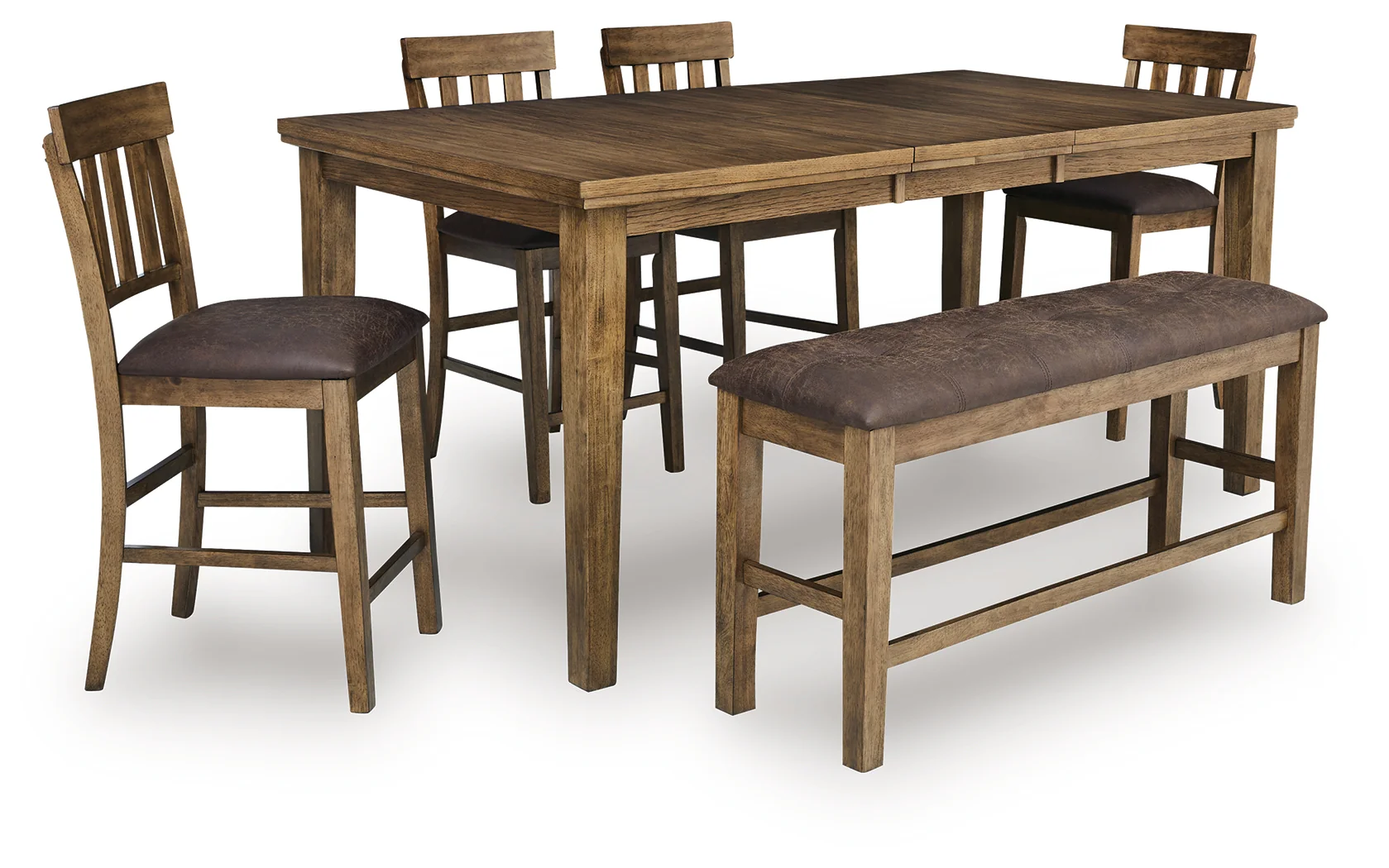 Urbinforte Light Brown Counter Height Extension Dining Table, 4 Barstools and Bench (Online Special Price) - Image 2