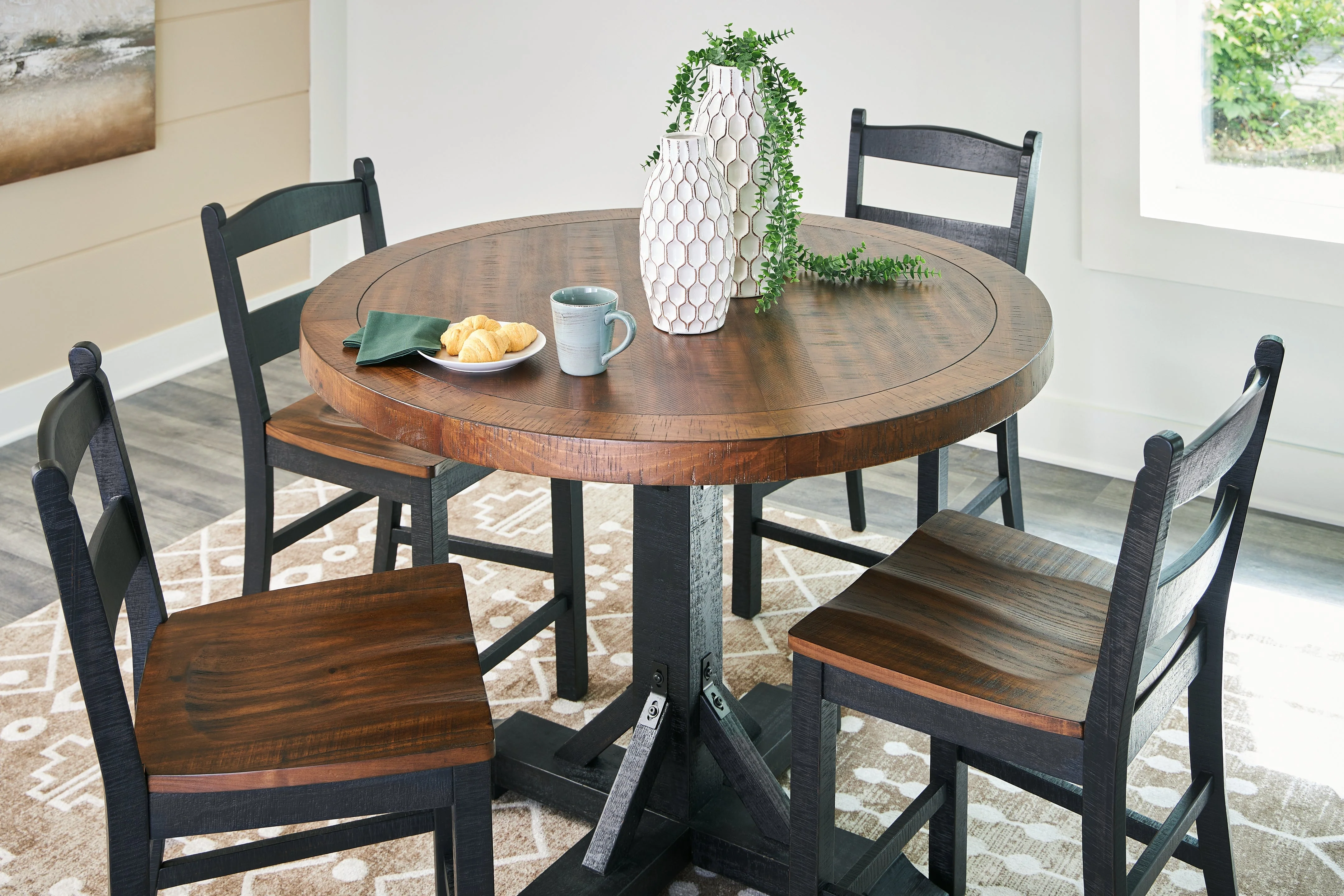 Valebeck Black/Brown Counter Height Dining Table and 4 Barstools (Online Special Price) - Image 2