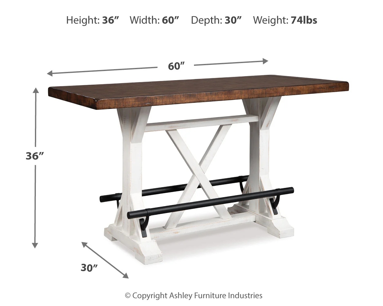 Valebeck Multi Counter Height Dining Table, 6 Barstools and Server - Image 3