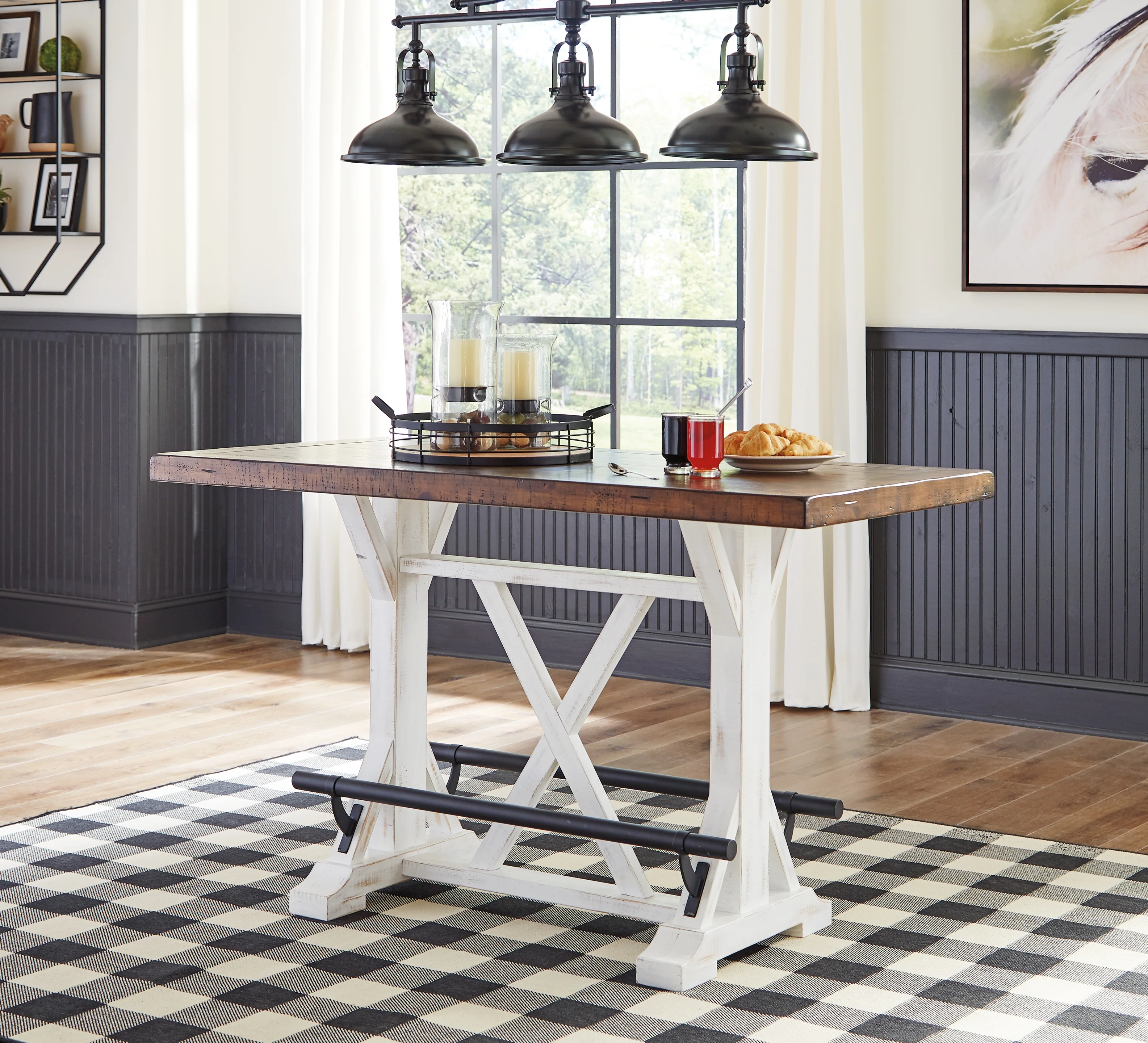 Valebeck Multi Counter Height Dining Table, 6 Barstools and Server - Image 9