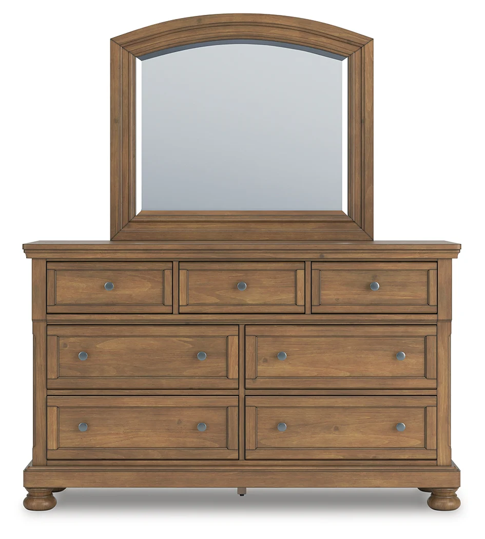 Vandenmore Medium Brown 7 Drawer Dresser and Mirror - Image 3