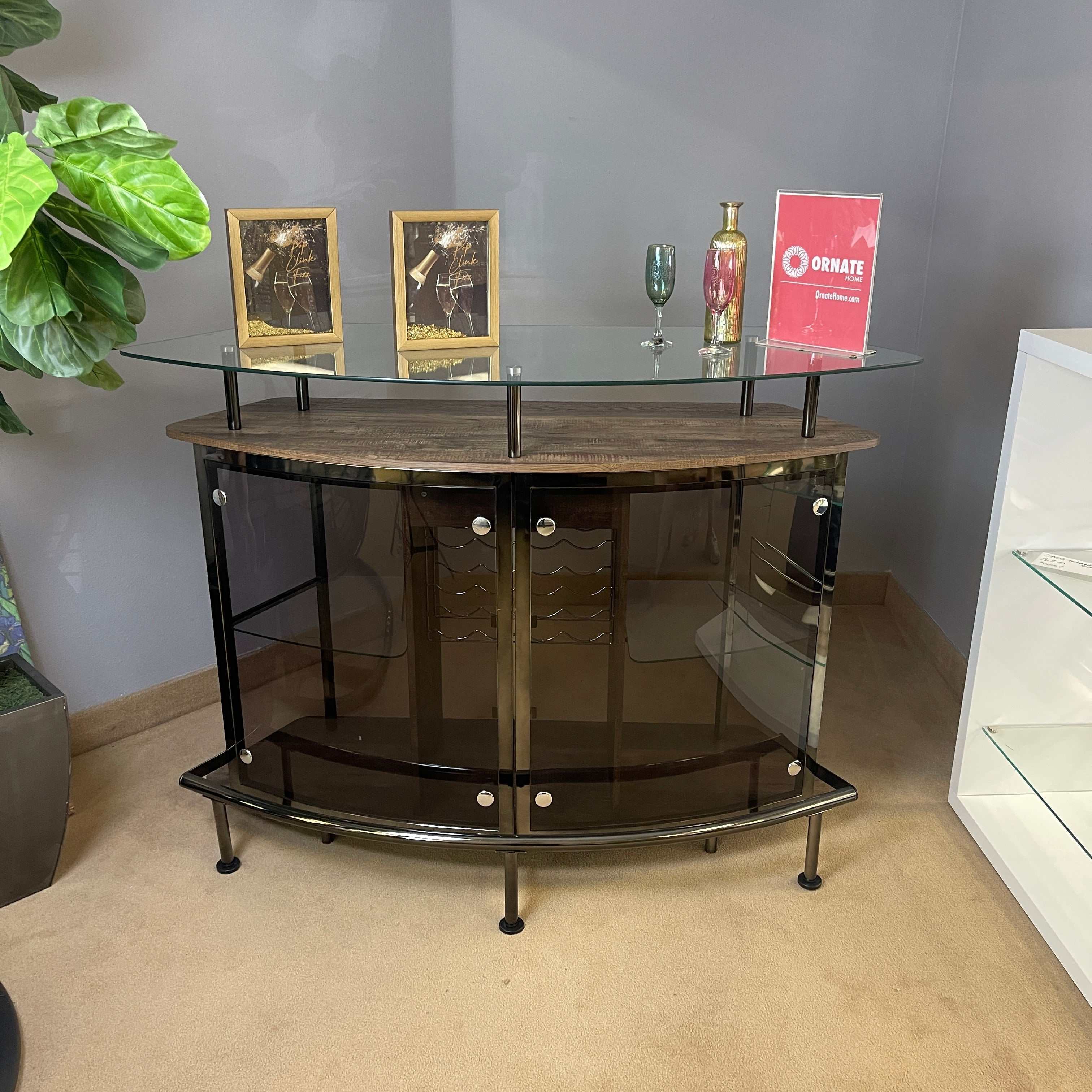 Varo Brown & Black Glass Top Bar Unit - Image 7