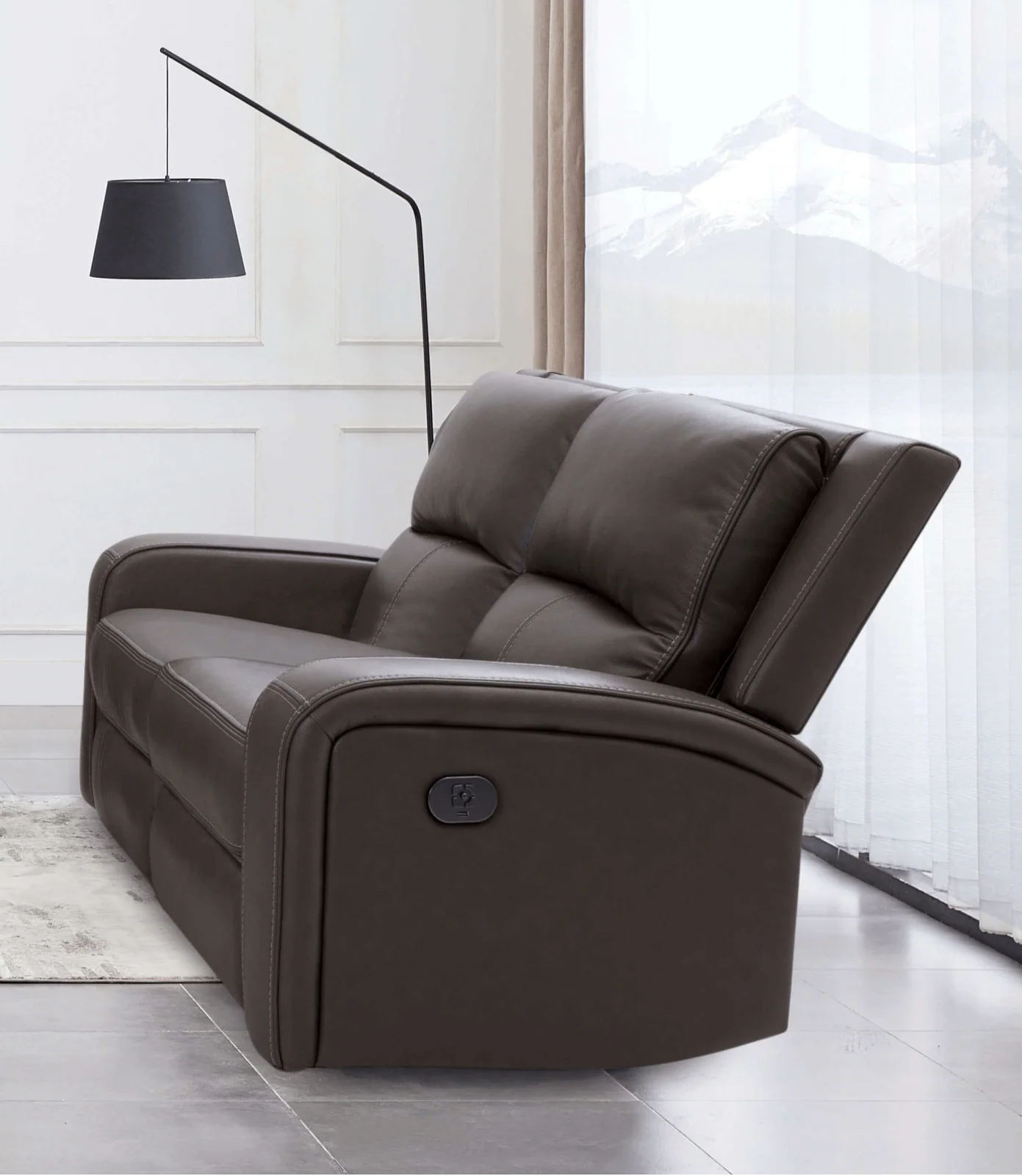 Vasilios Gray Leatherette Power Reclining Sofa & Loveseat - Image 3