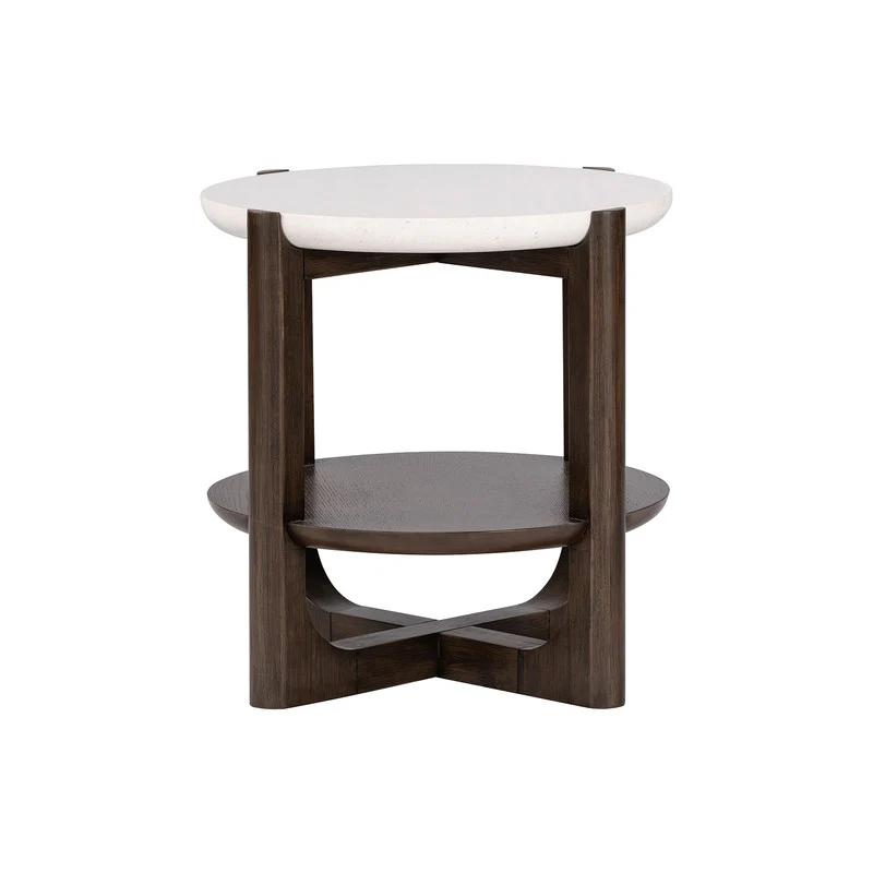 Vellara Dark Walnut End Table w/ Stone Top - Image 3