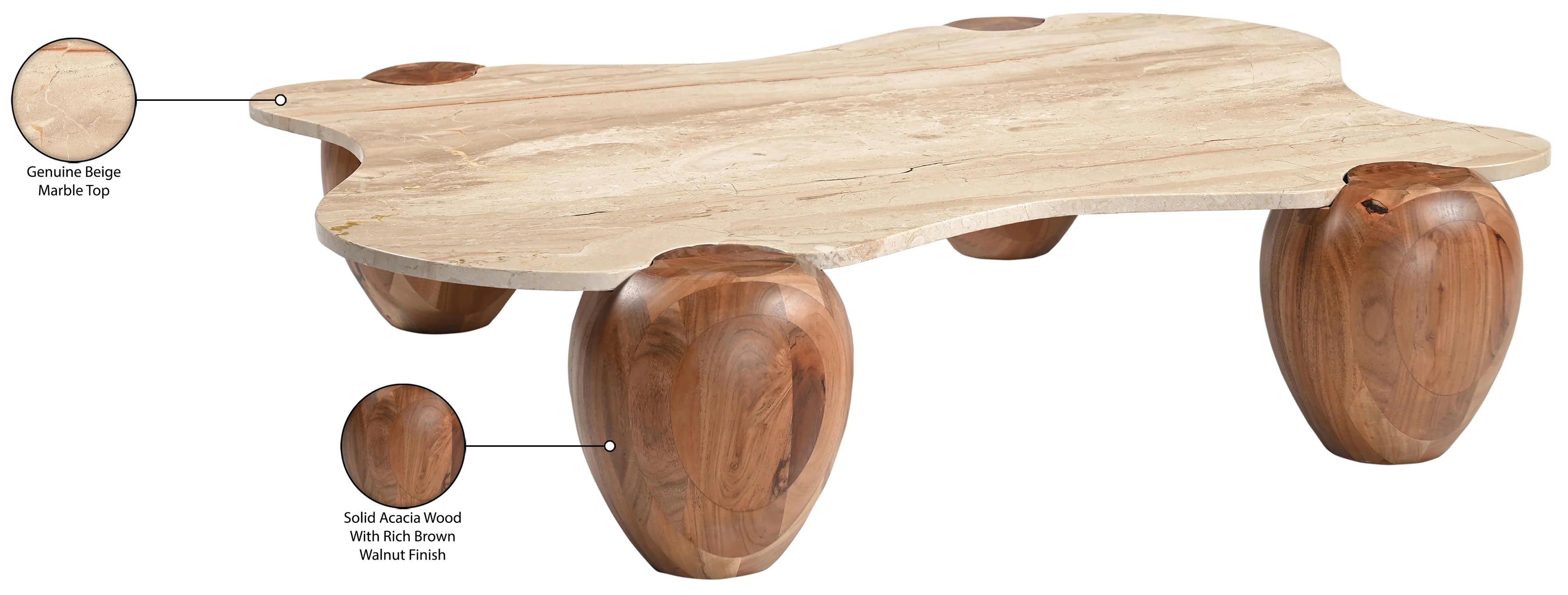 Ventura Beige/Brown And Acacia Wood Coffee Table - Image 9