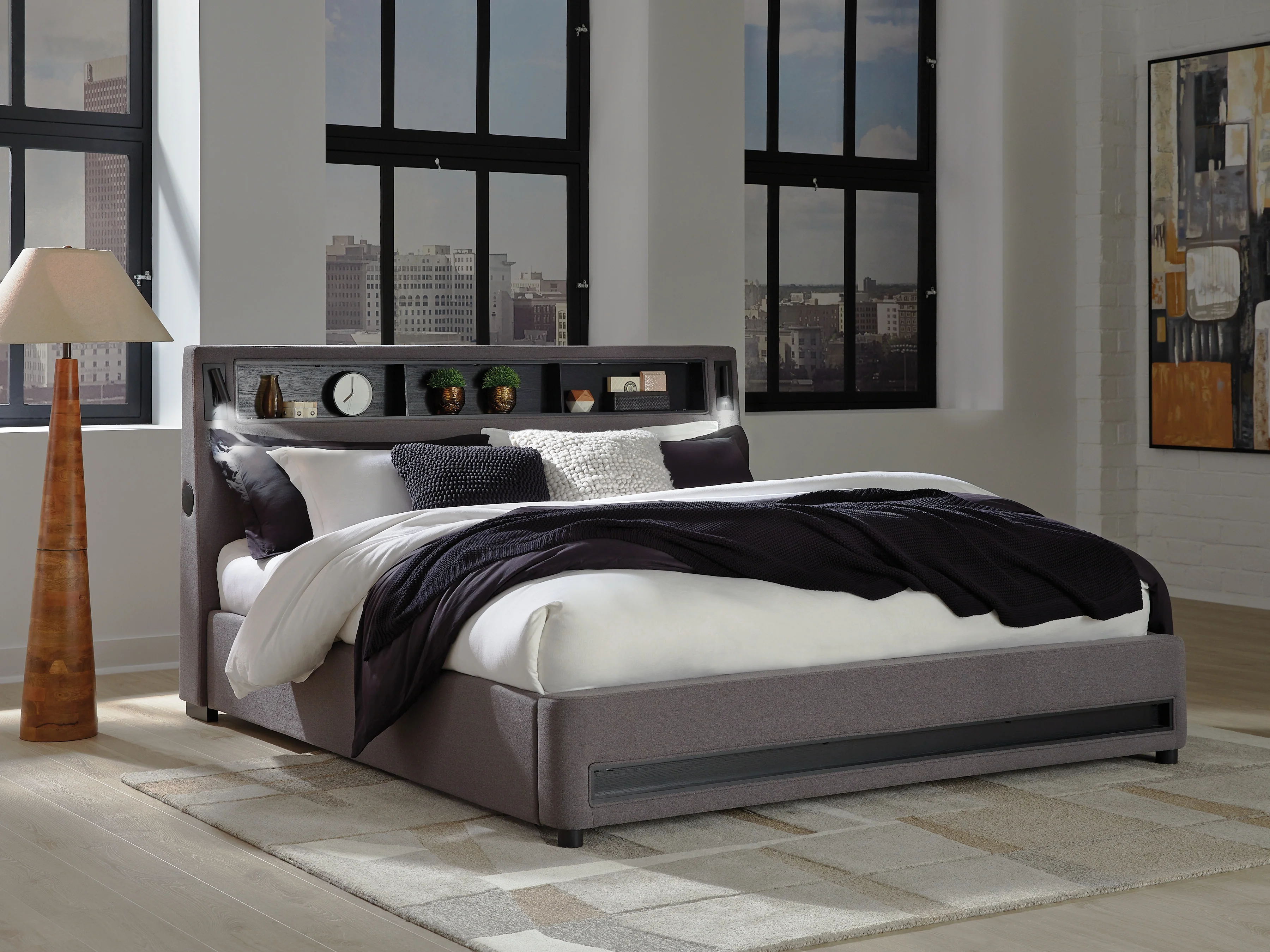 Verishaw Gray California King Upholstered Bed