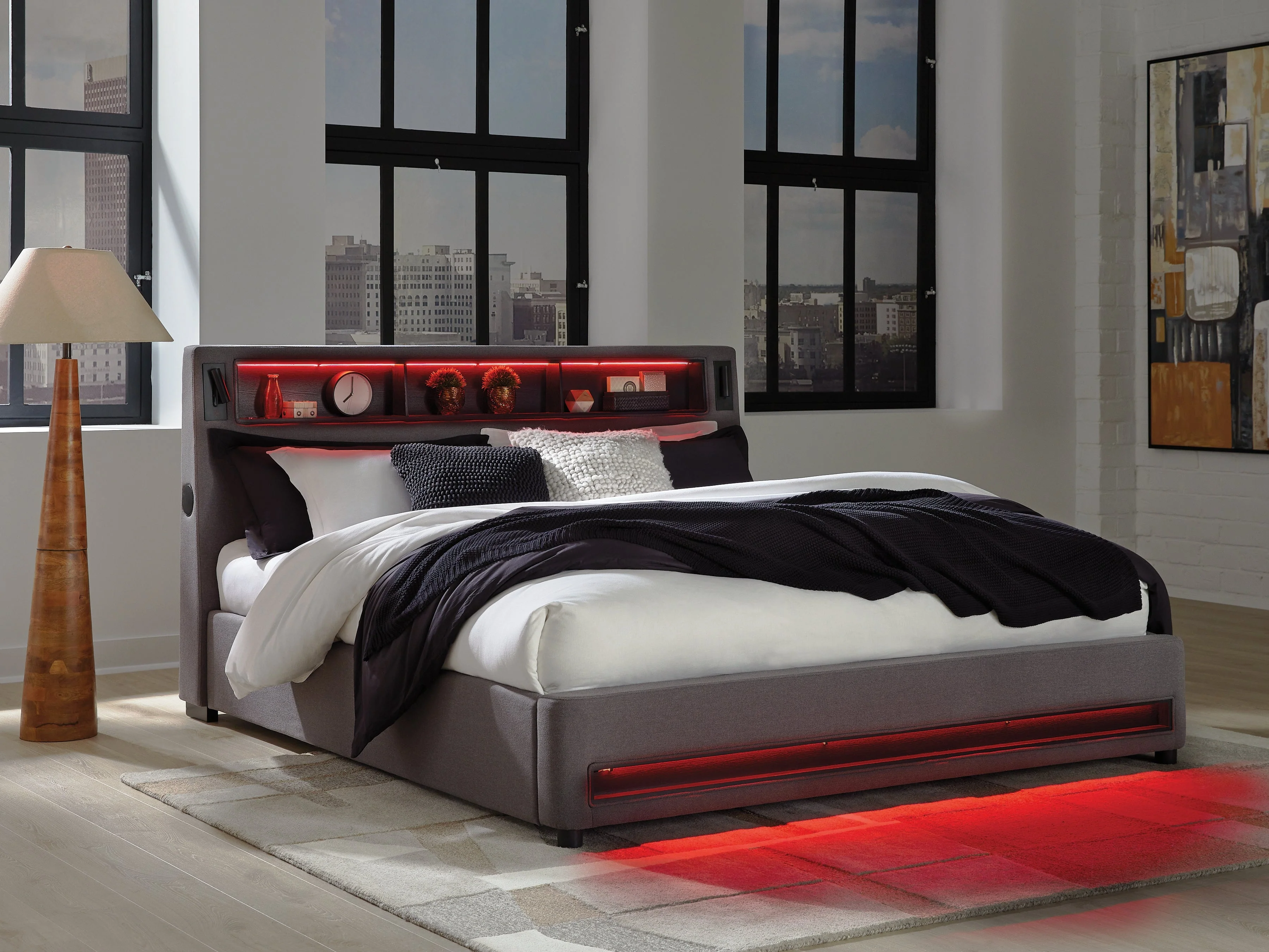 Verishaw Gray California King Upholstered Bed (Online Special Price) - Image 10