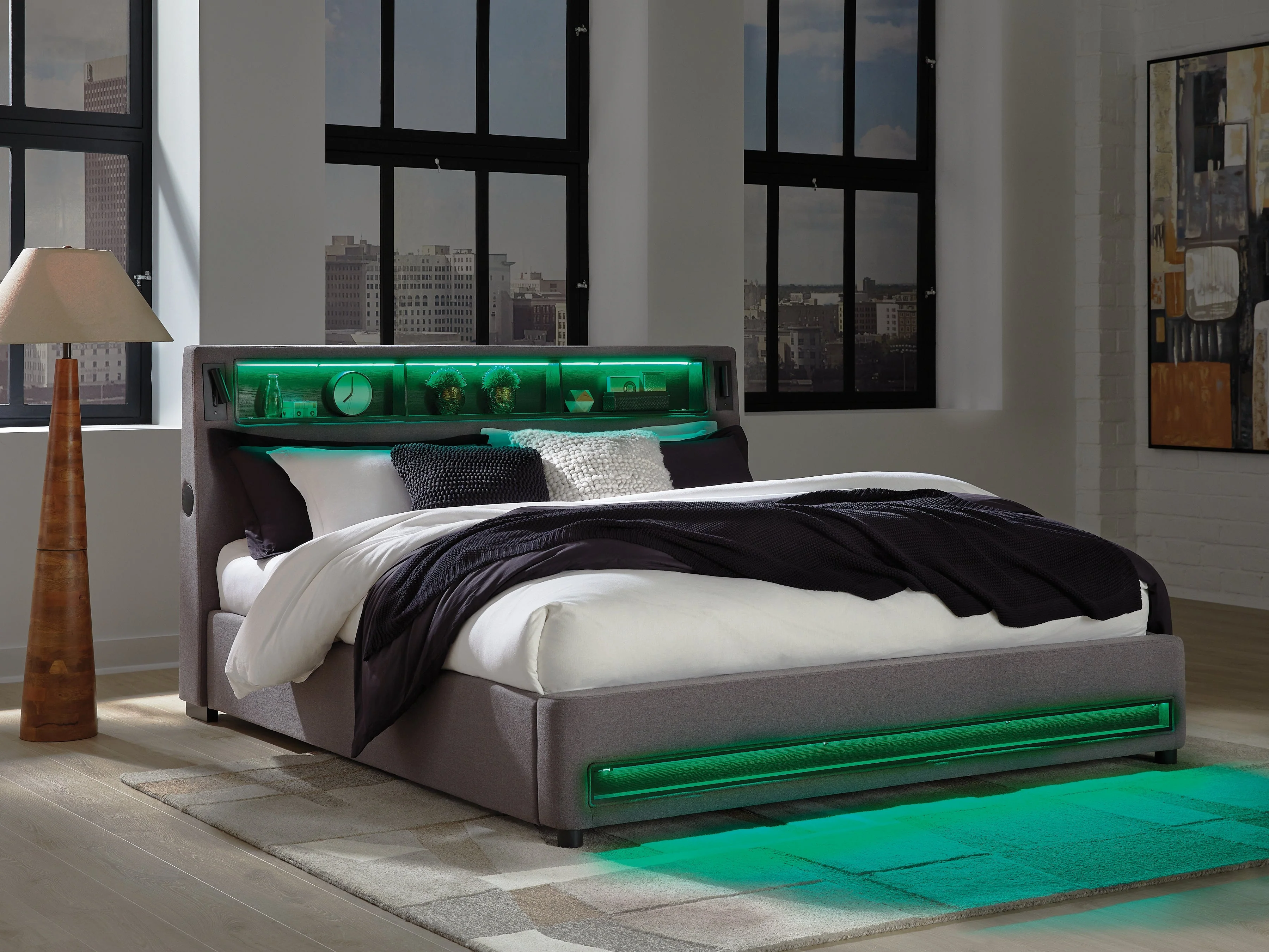 Verishaw Gray California King Upholstered Bed (Online Special Price) - Image 13