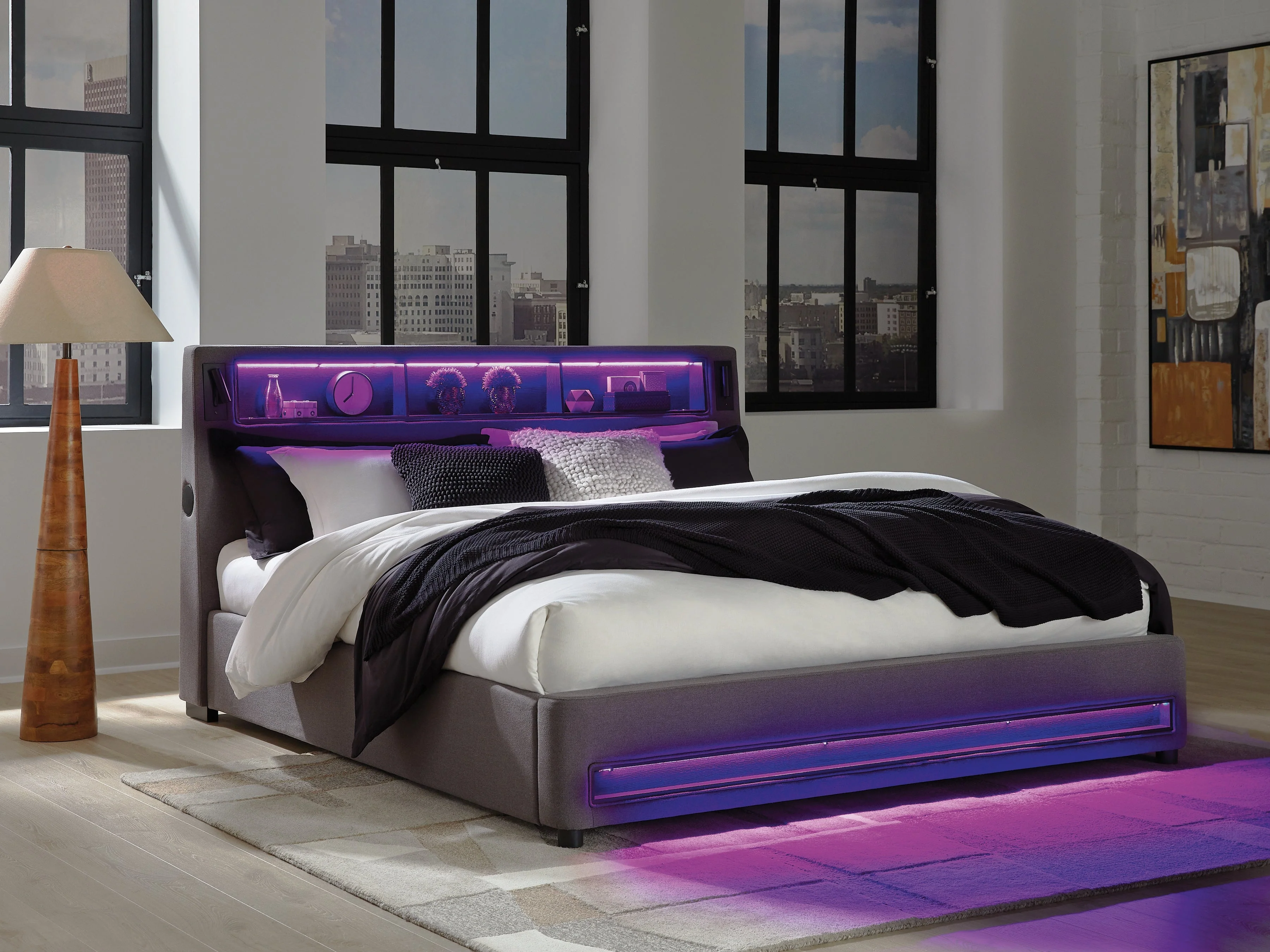 Verishaw Gray California King Upholstered Bed (Online Special Price) - Image 14