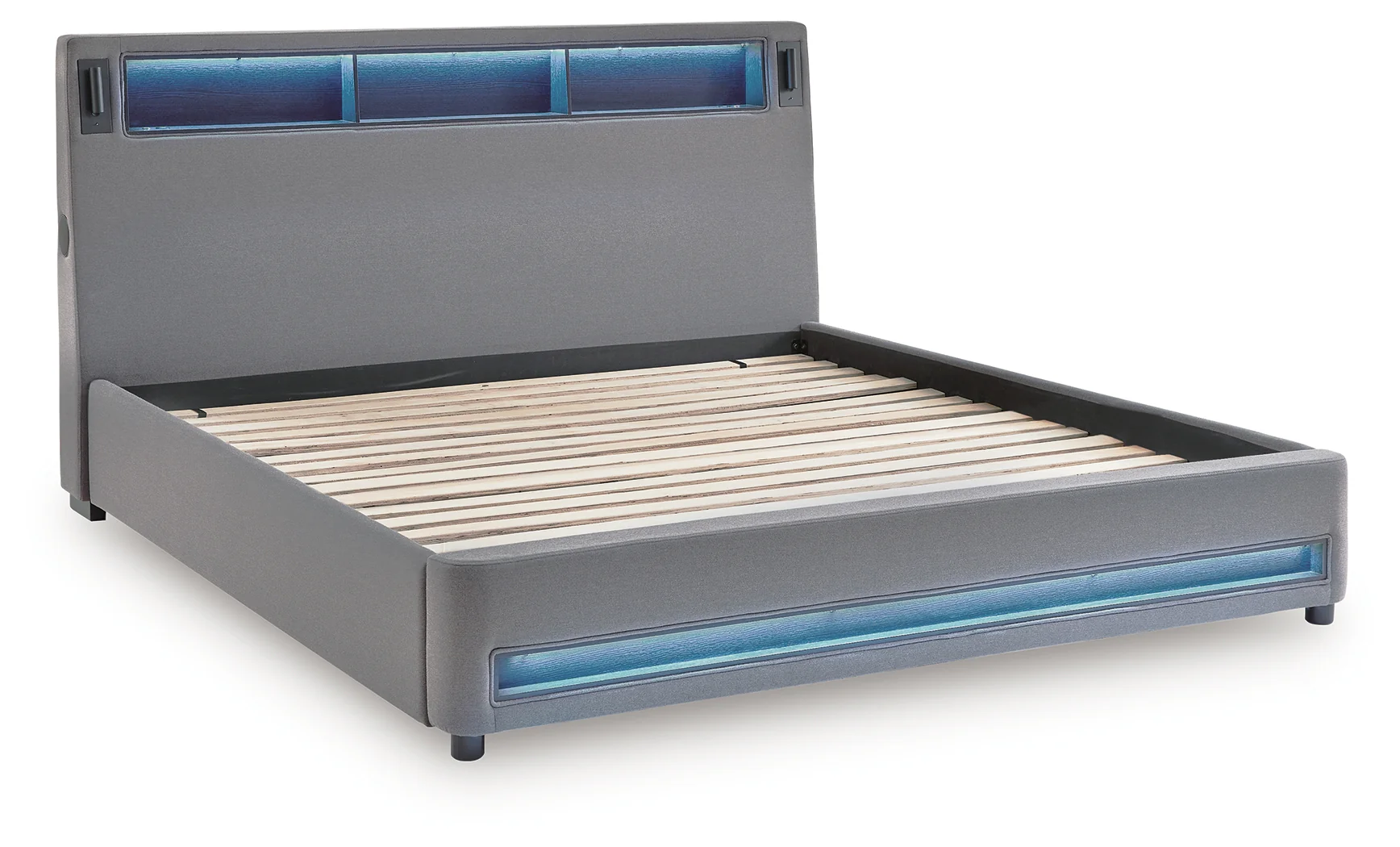 Verishaw Gray King Upholstered Bed - Image 4