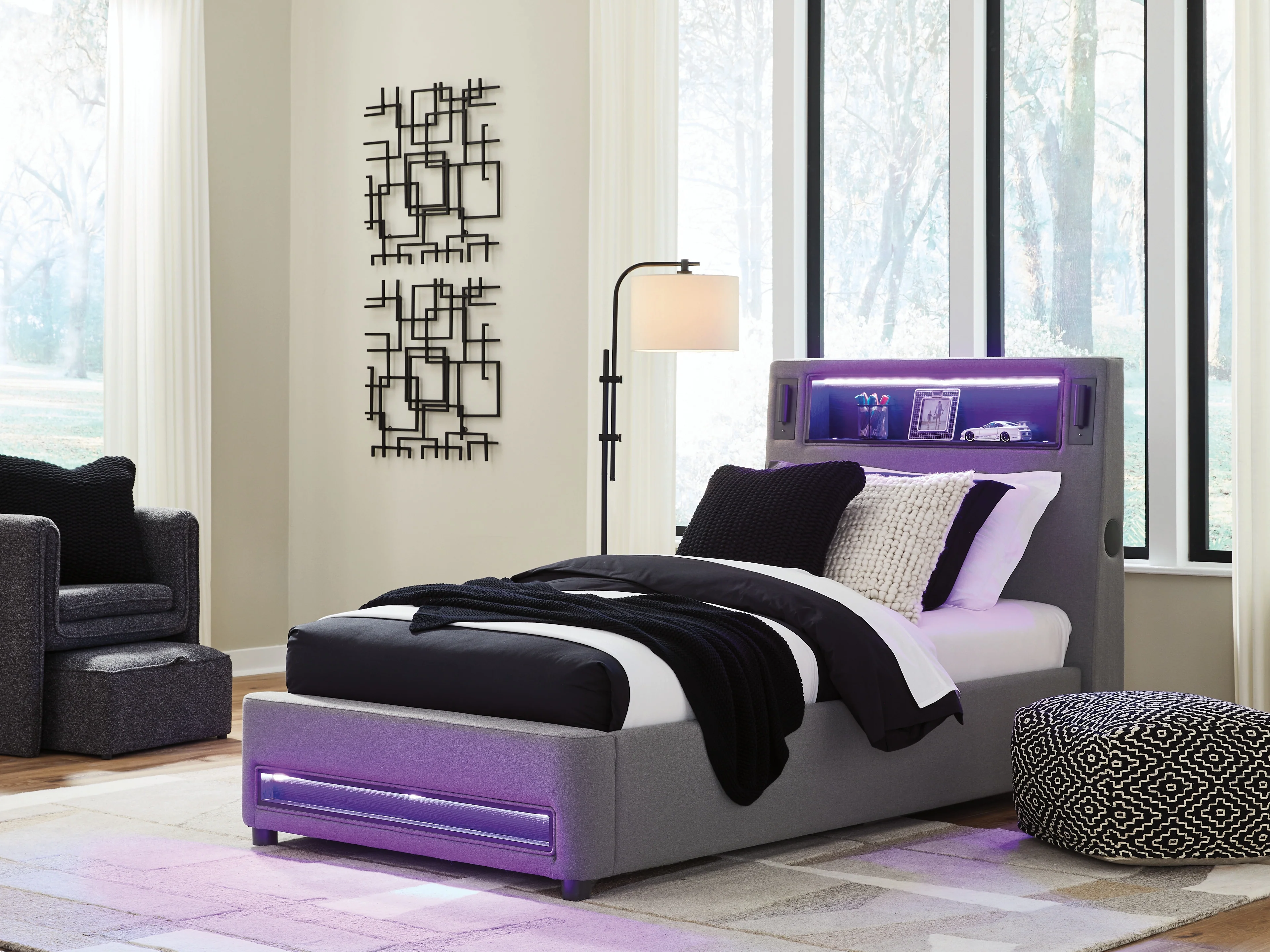 Verishaw Gray Twin Upholstered Bed - Image 10