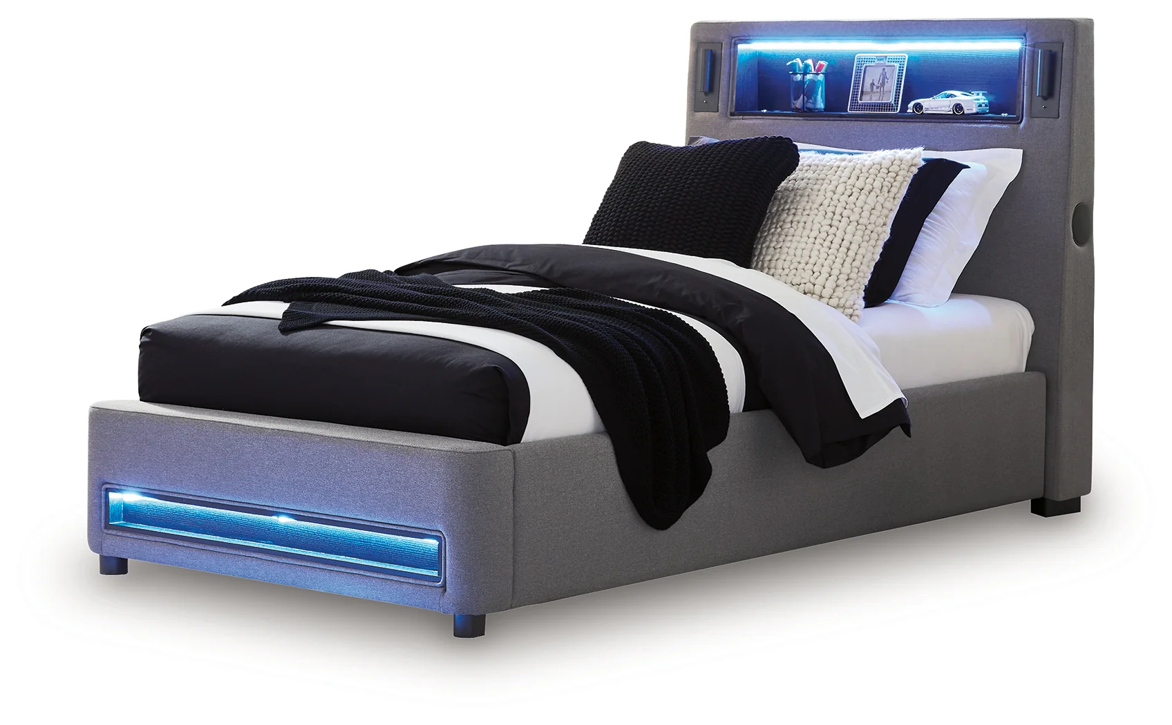 Verishaw Gray Twin Upholstered Bed - Image 6