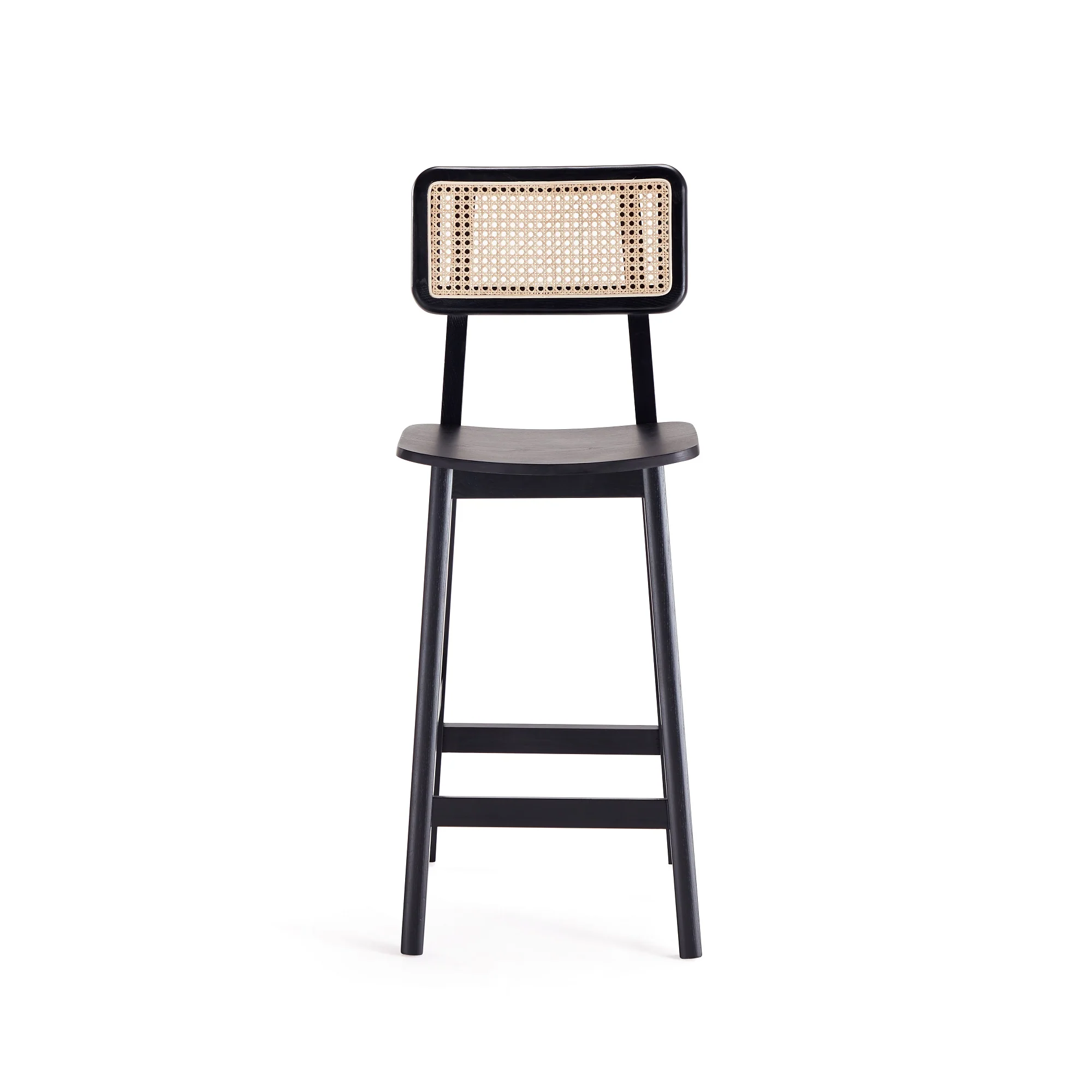 Versailles Counter Stool in Black and Natural Cane (set of 2) - Image 5