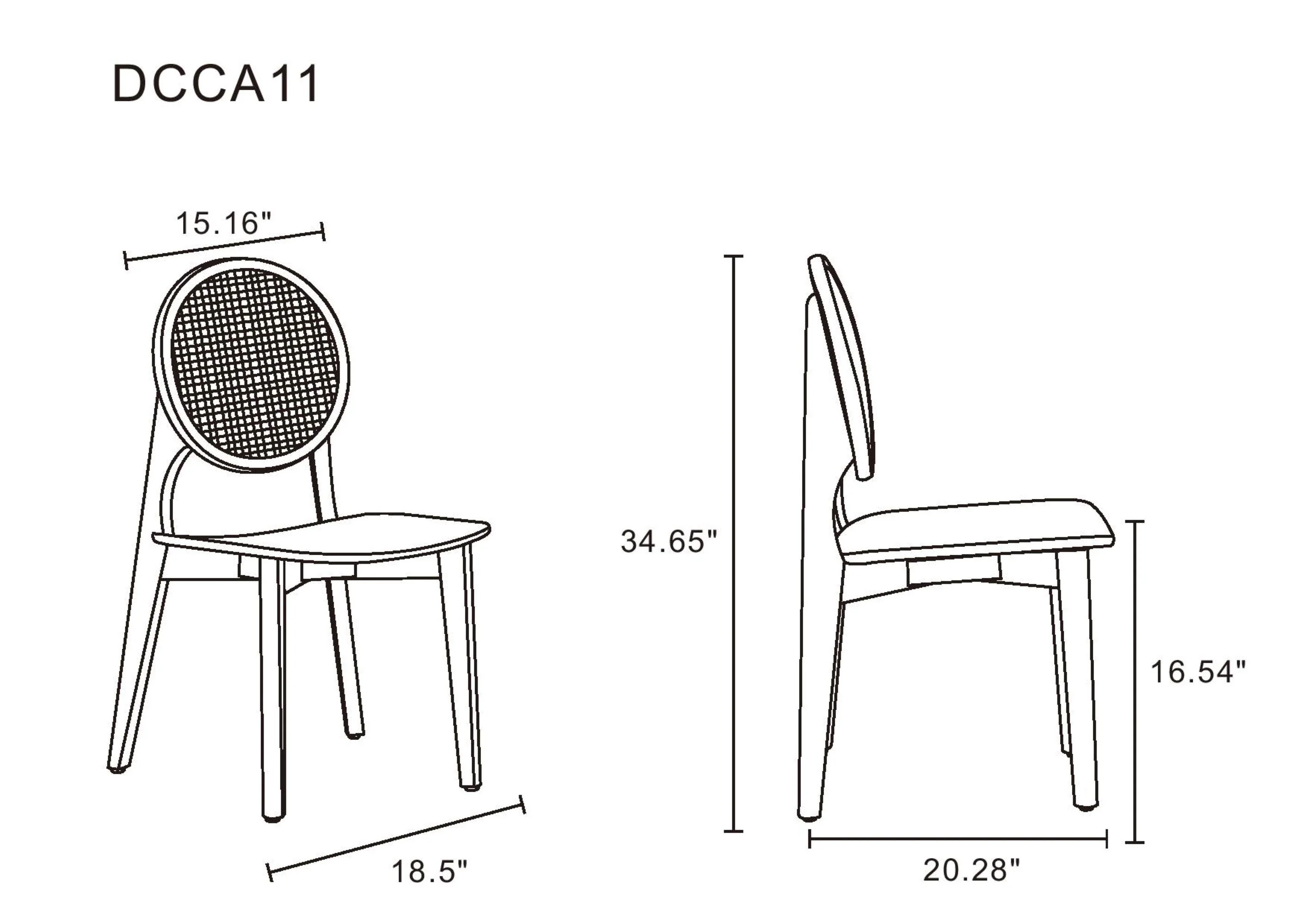 Versailles Round Dining Chair in Black and Natural Cane (set of 2) - Image 3