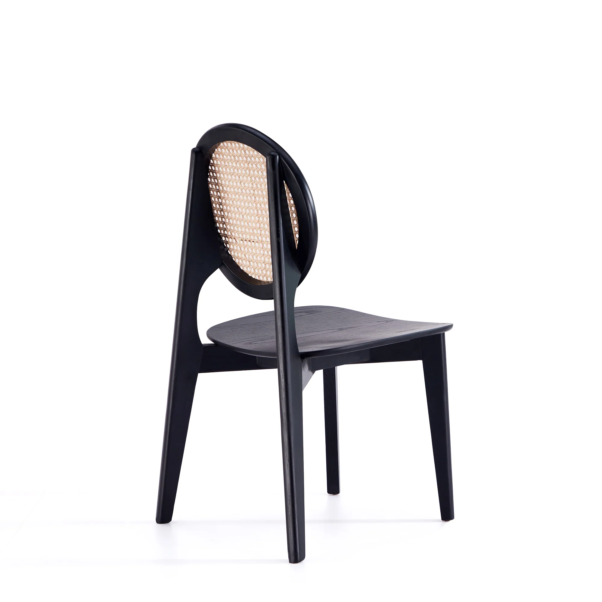 Versailles Round Dining Chair in Black and Natural Cane (set of 2) - Image 6