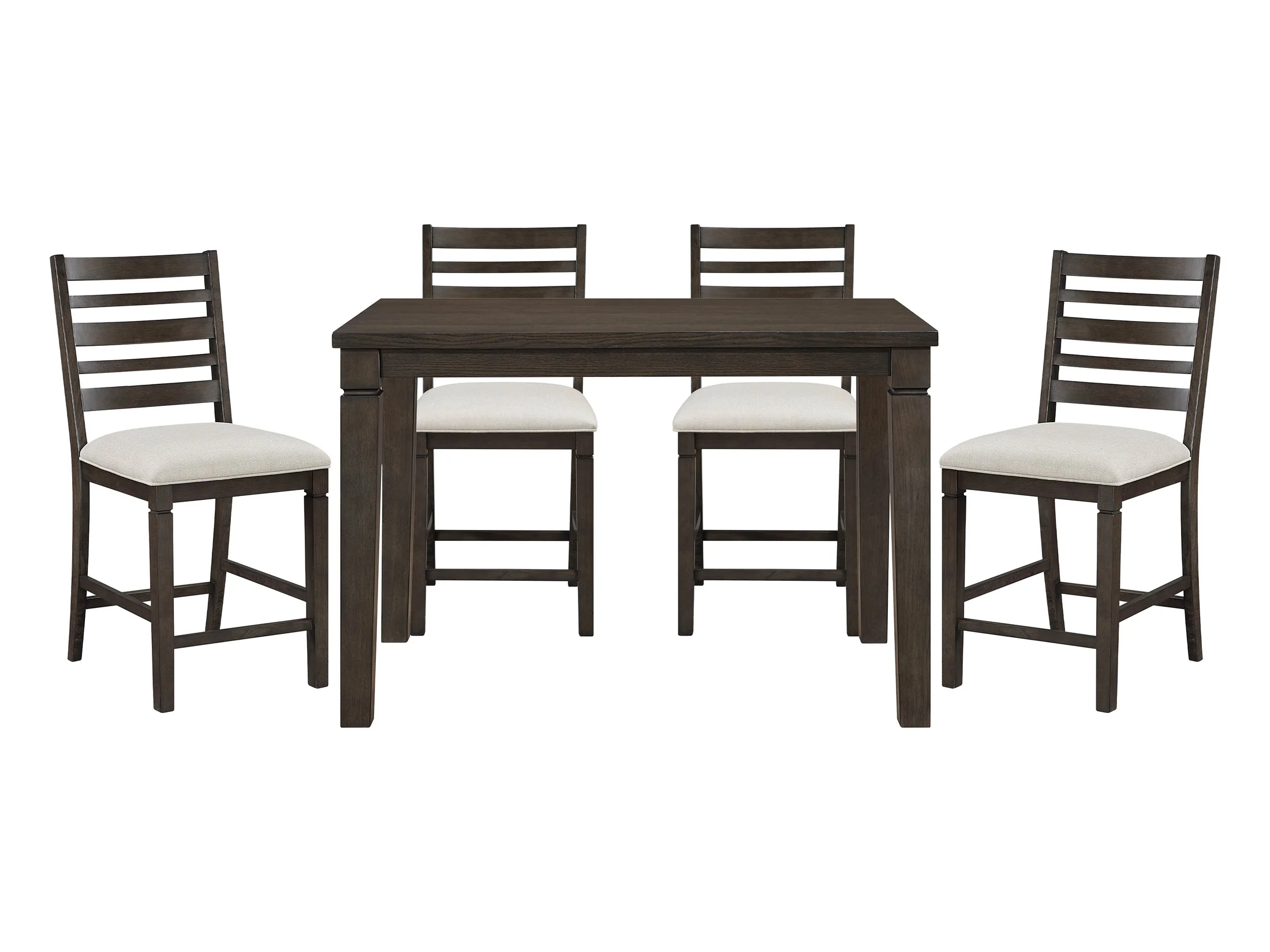 Victoria Dark Espresso/Beige 5-Piece Counter Height Dining Table Set