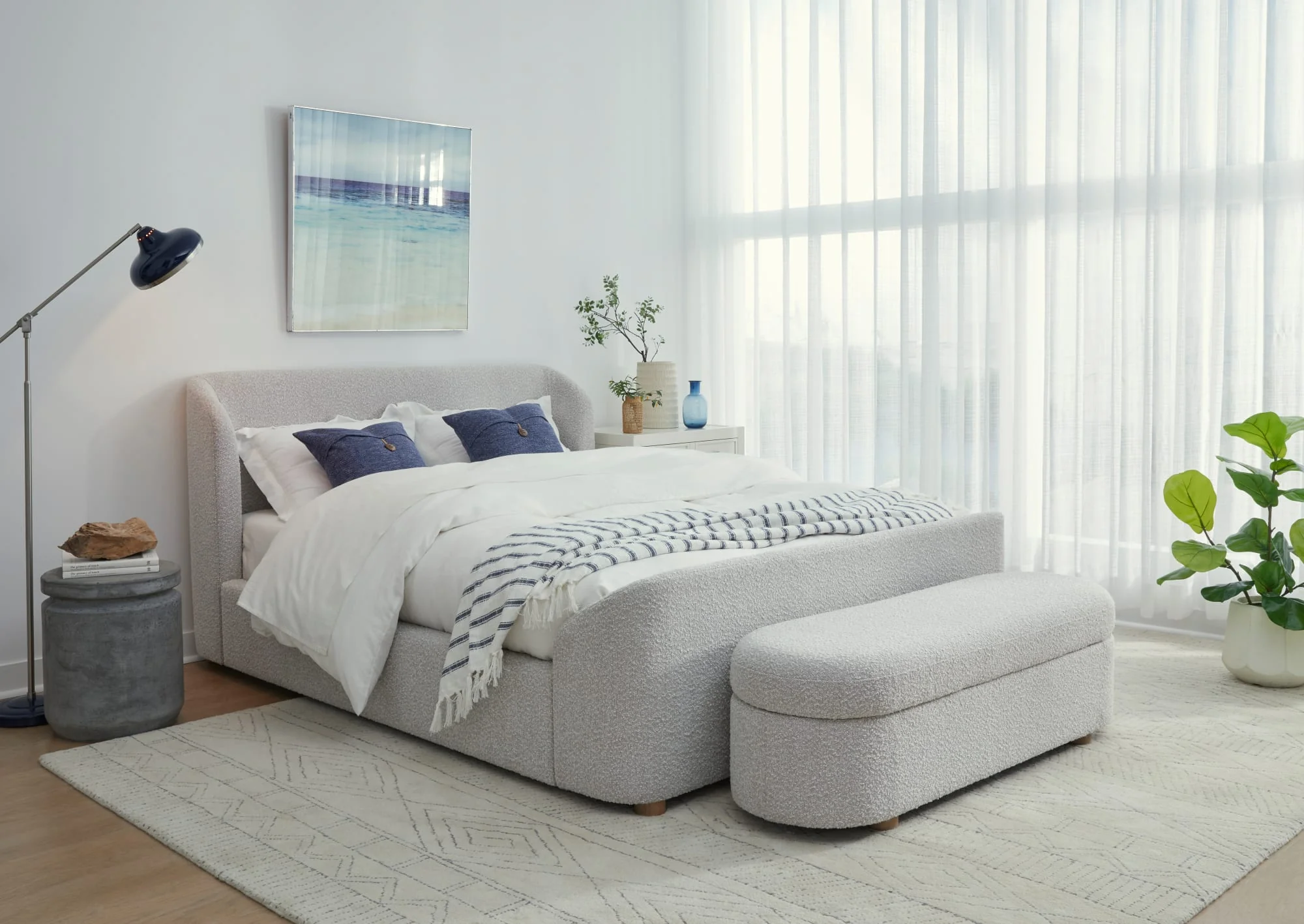 Virgil Kiki Cotton Ball Full Upholstered Platform Bed - Image 2