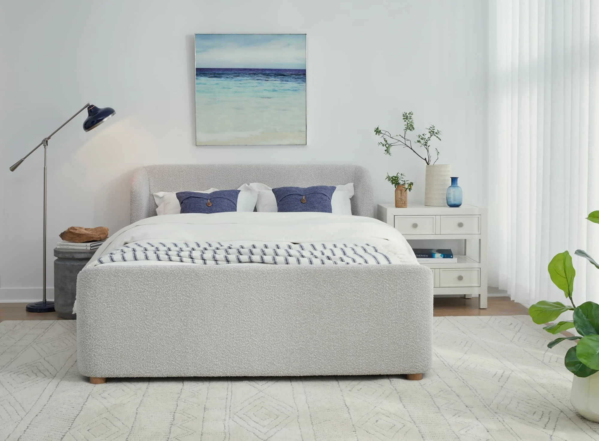 Virgil Kiki Cotton Ball Full Upholstered Platform Bed - Image 3