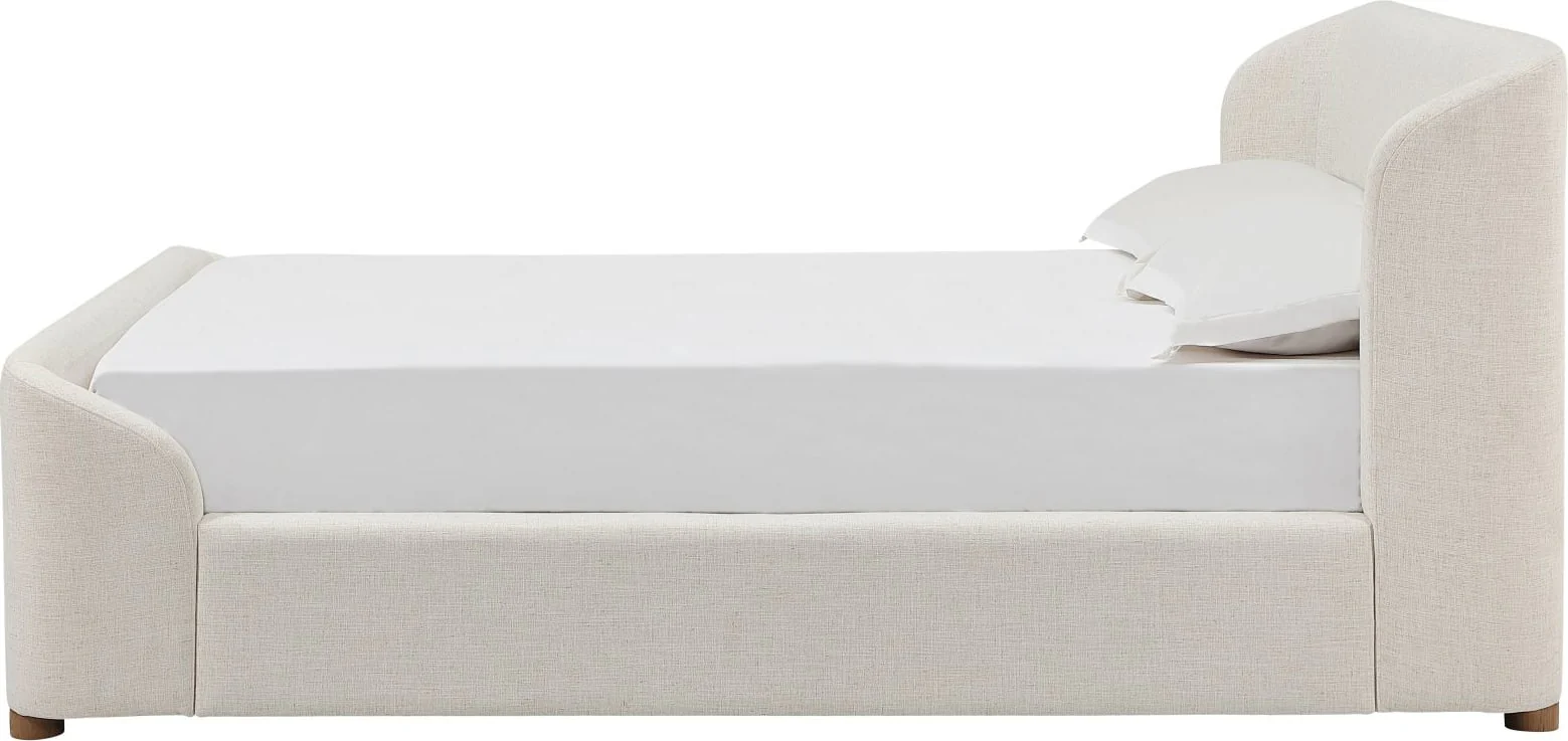 Virgil Kiki Whipped Honey King Upholstered Platform Bed - Image 4