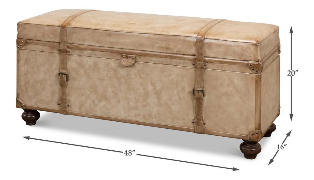Voyage Leather Beige Leather Trunk/Bench - Image 14