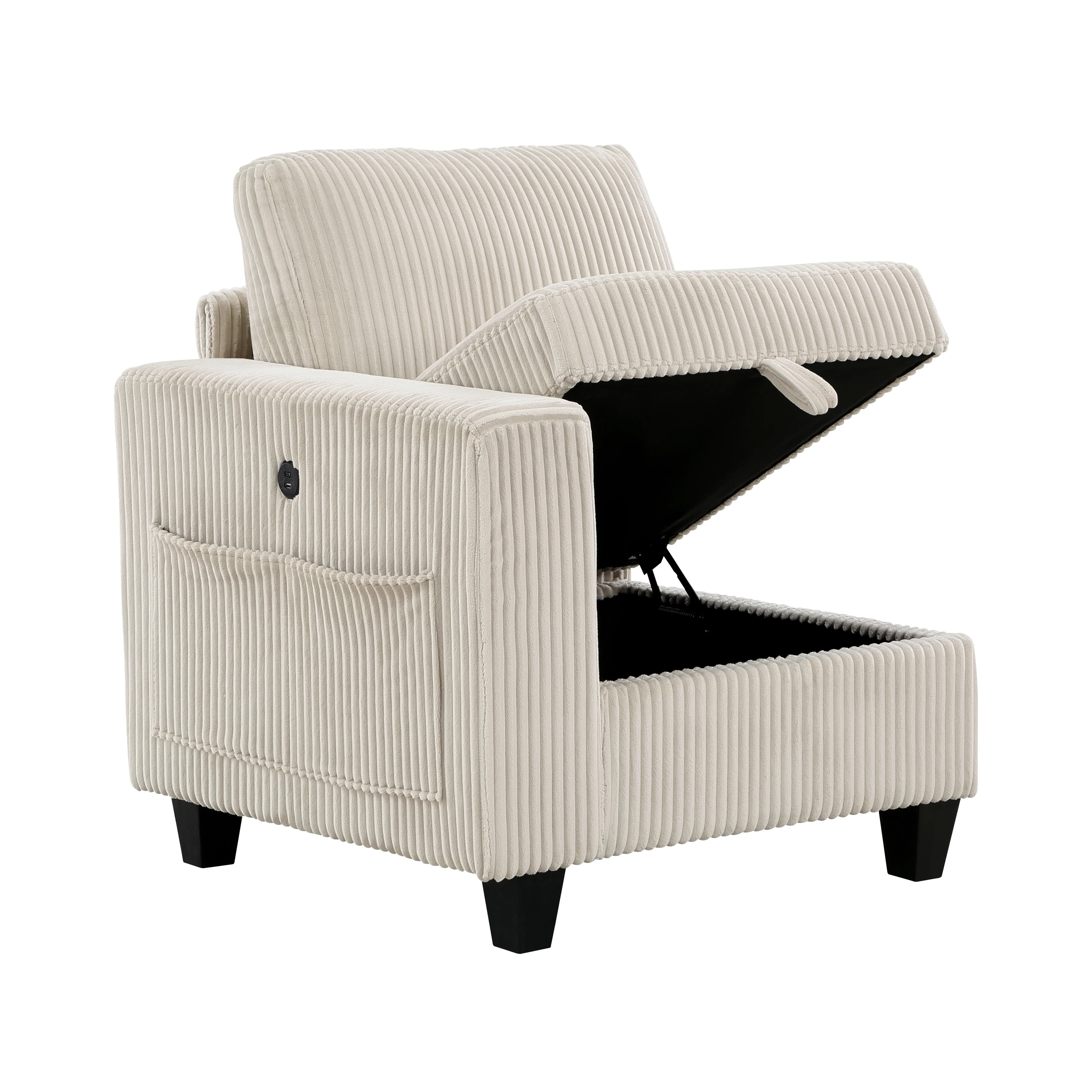Walterboro Beige 4-Piece Sectional with Storage, Storage Pouches and Charging Ports - Image 4
