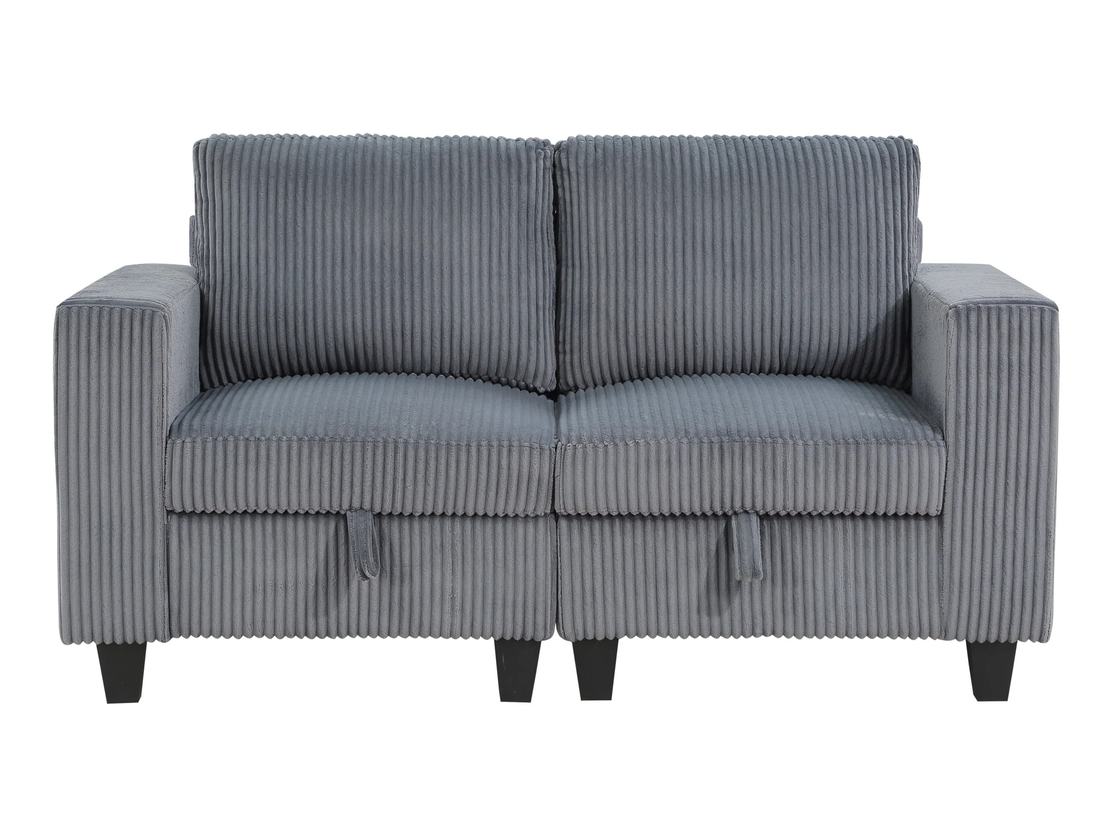Walterboro Dark Gray Loveseat with Storage, Storage Pouches and Charging Ports