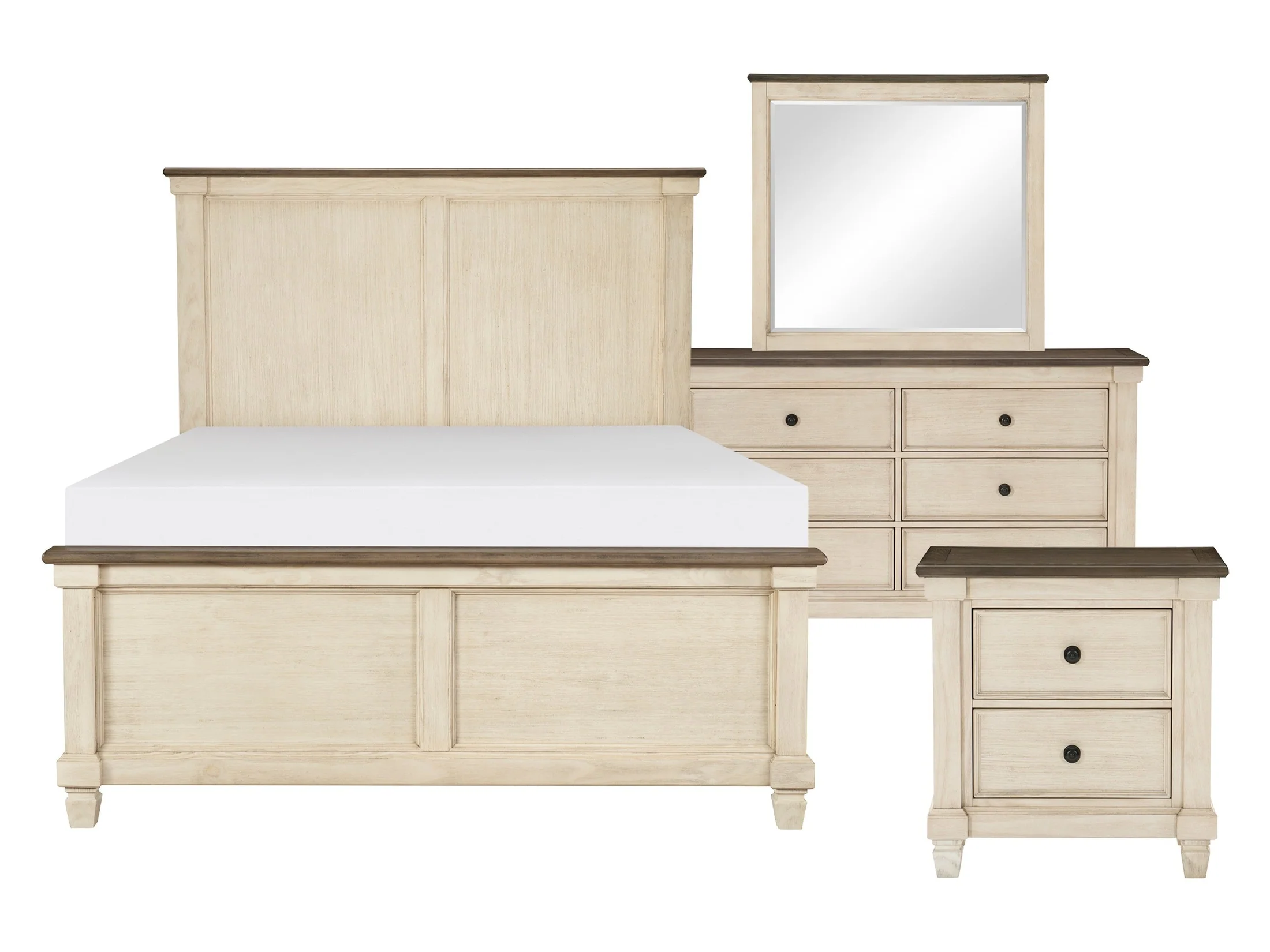 Weaver Antique White / Rosy Brown 4-piece Queen Bedroom Set