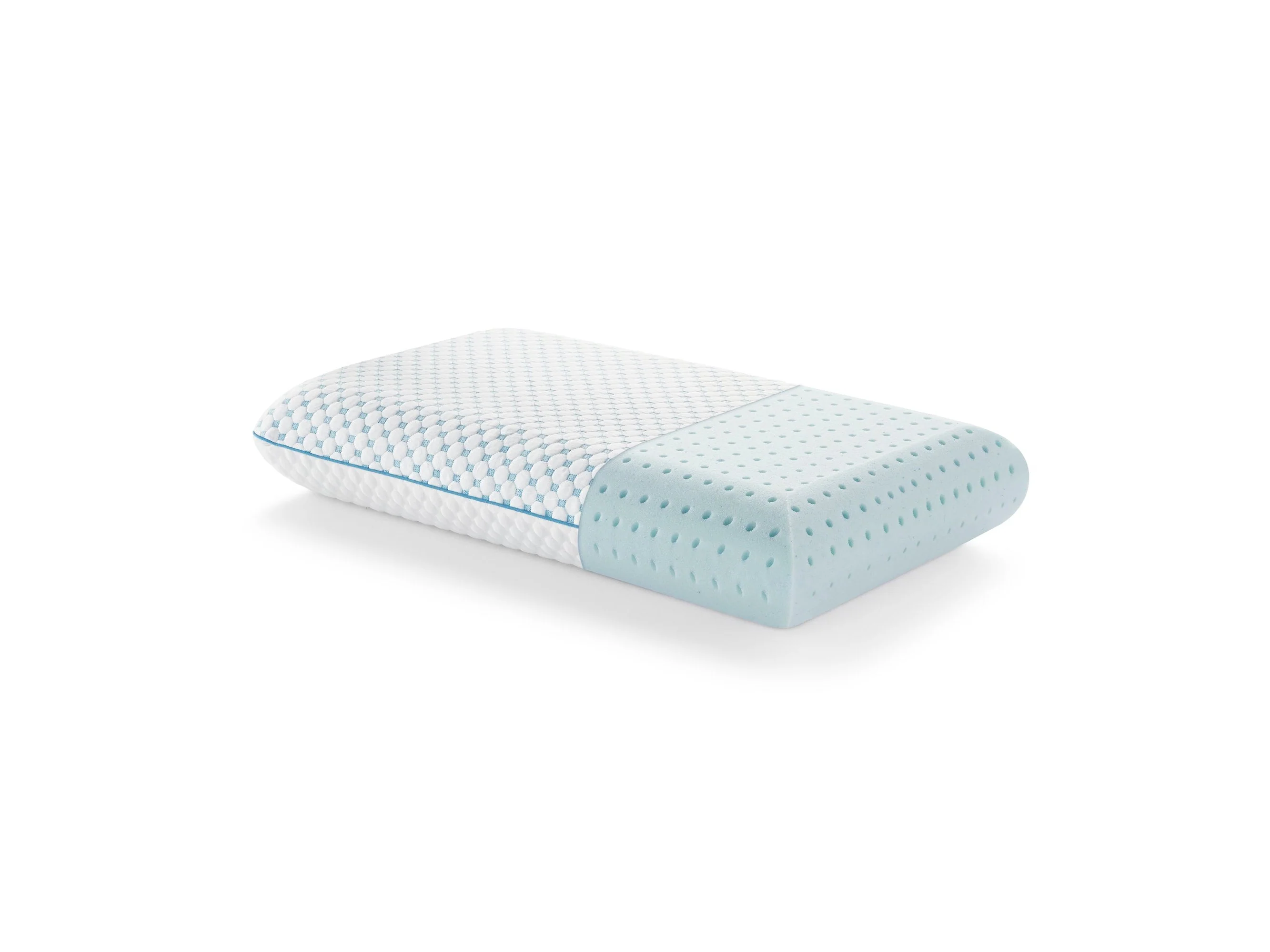 Weekender White/Blue King Gel Memory Foam Pillow + Reversible Cooling Cover