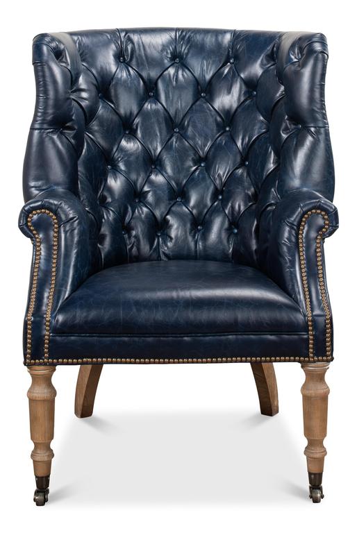 Welsh Blue Leather Chair - Image 6