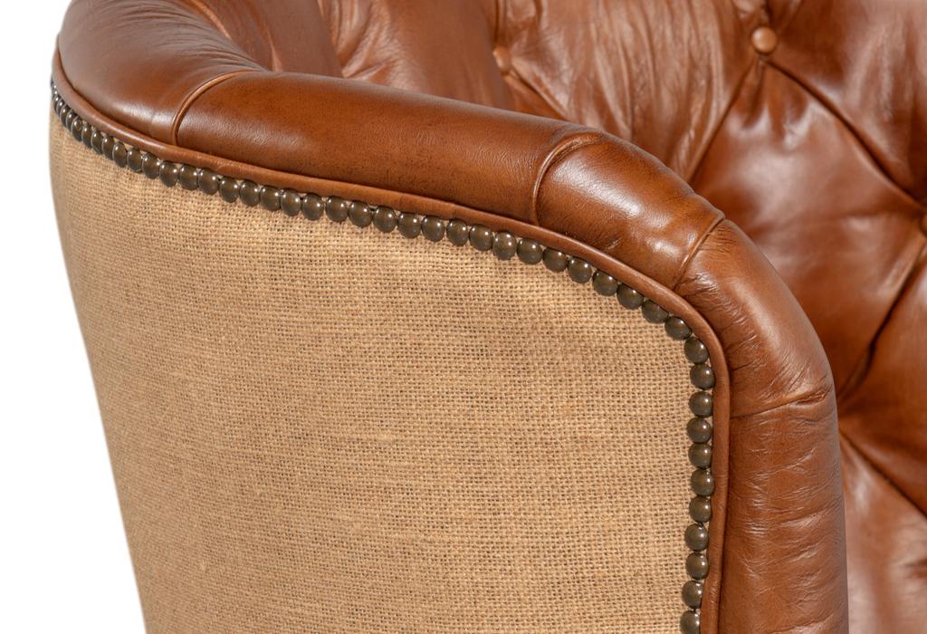 Welsh Brown Leather & Jute Chair - Image 5
