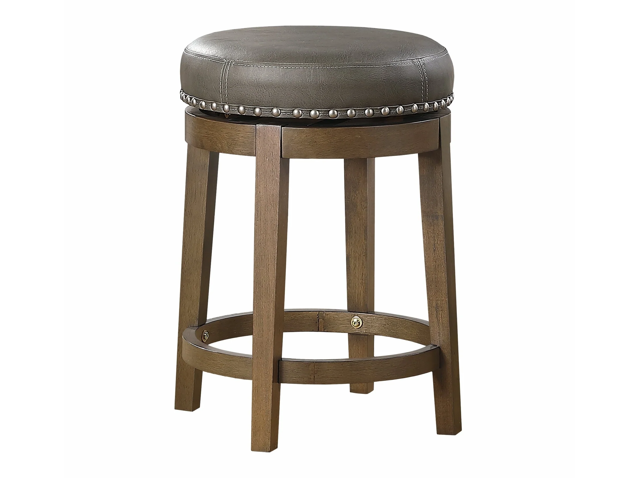 Westby Gray/Brown Round Swivel Counter Height Stool (Set of 2)
