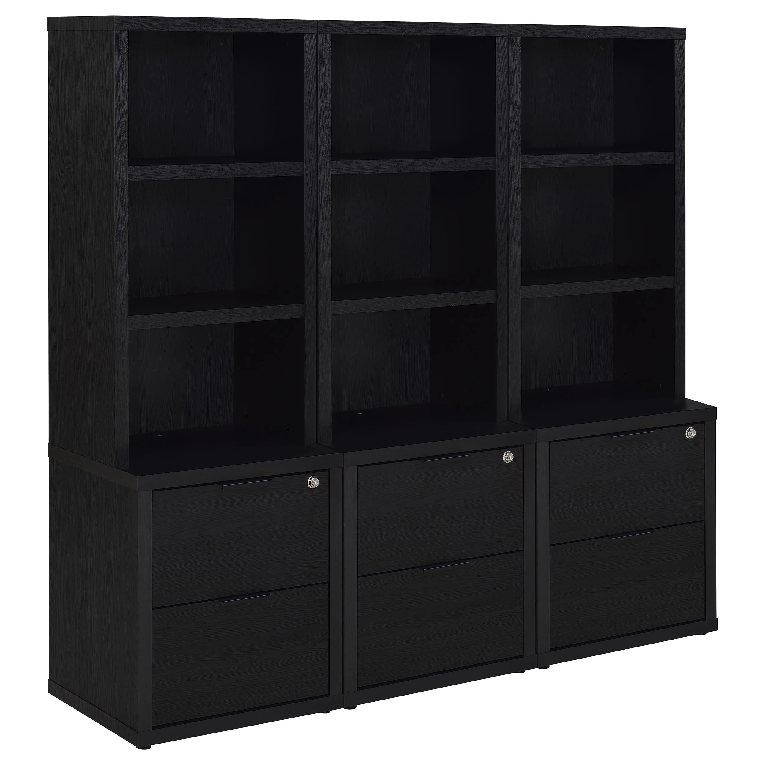 Westpark Black 3-piece Wall Unit Bookcase Set with USB - Image 2