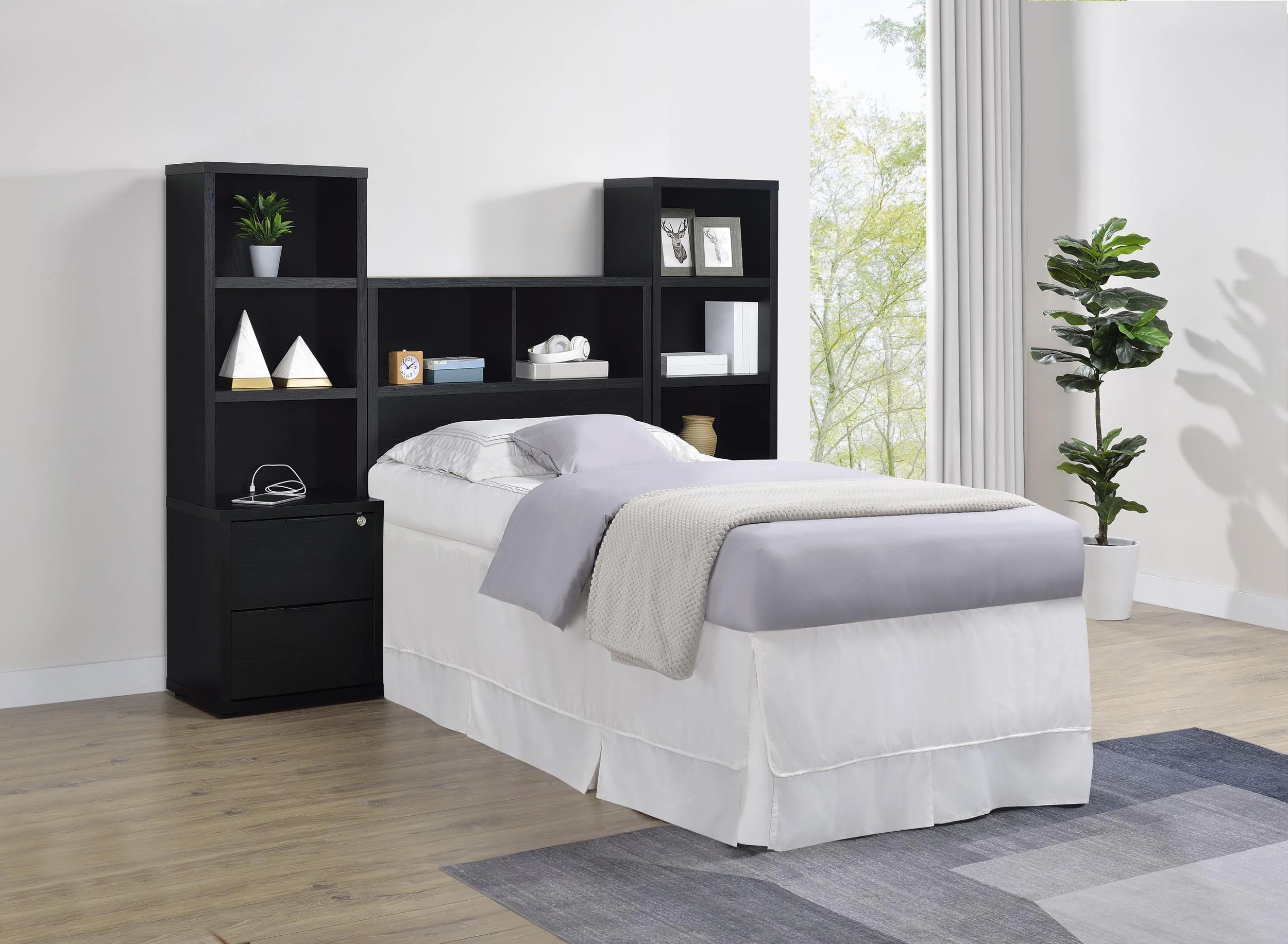 Westpark Black 49-inch Twin Bookcase Headboard - Image 11