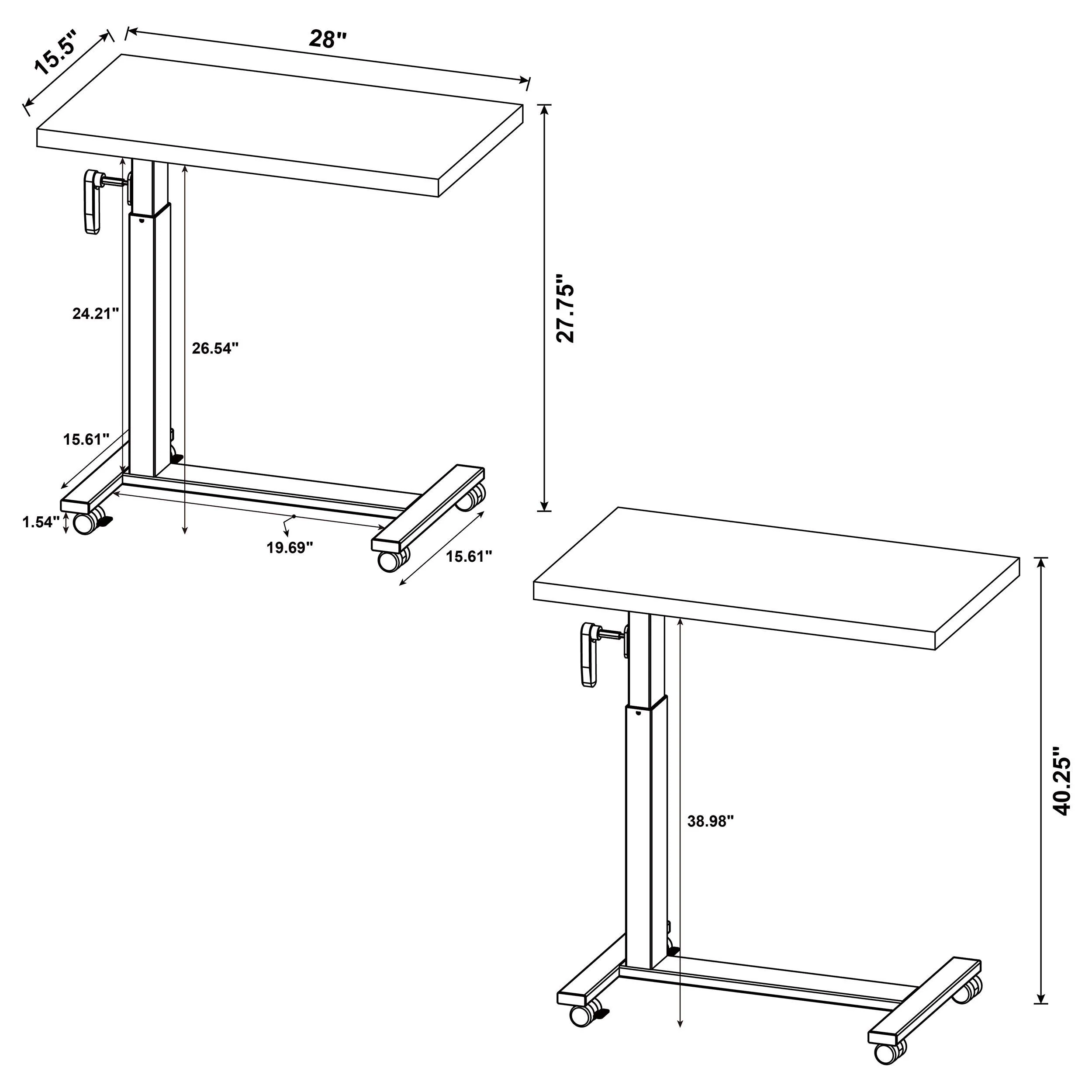 Westpark Dark Pine Height Adjustable Mobile Bedroom C-Table - Image 15