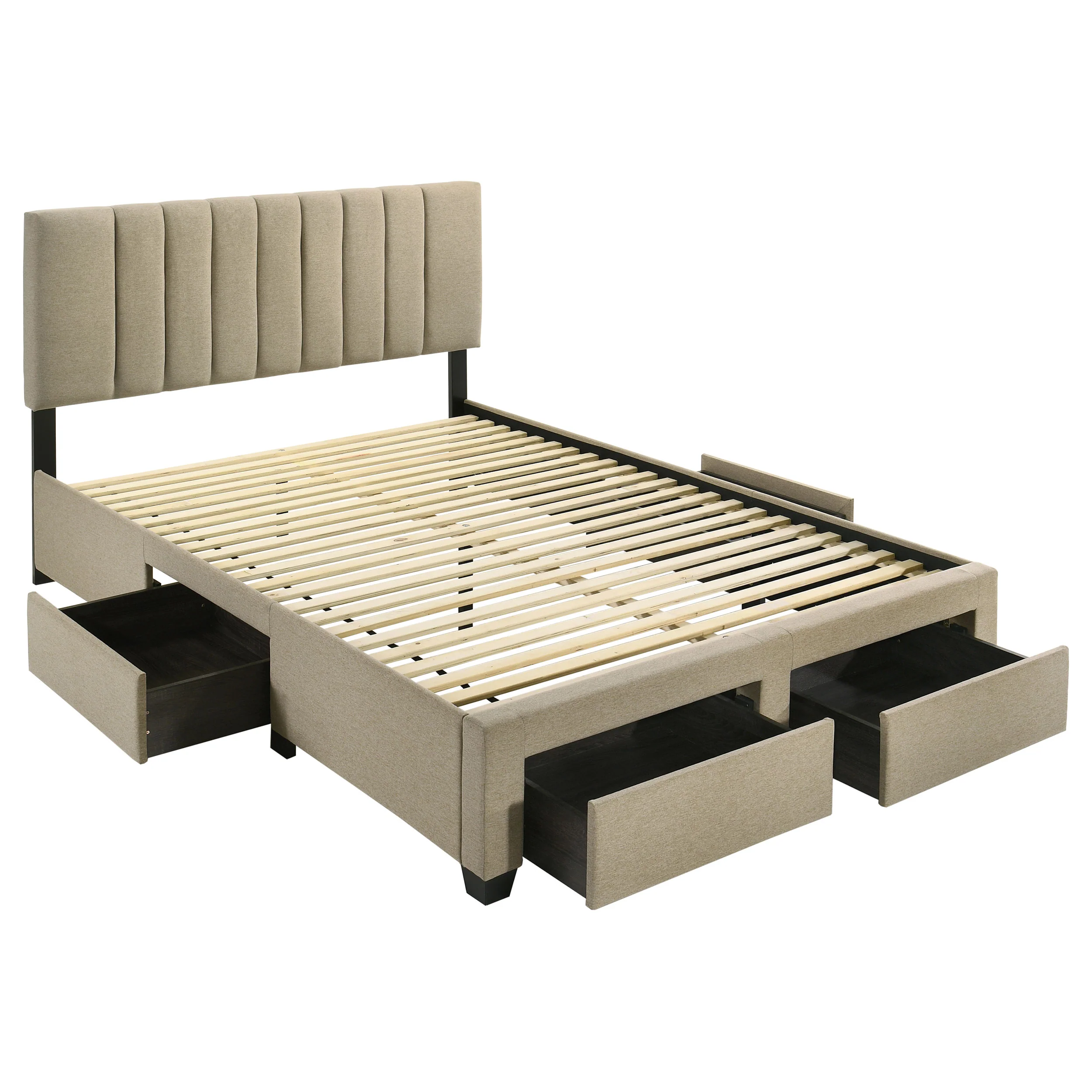 Wheatland Light Brown 4-drawer Upholstered Full Storage Bed - Image 3