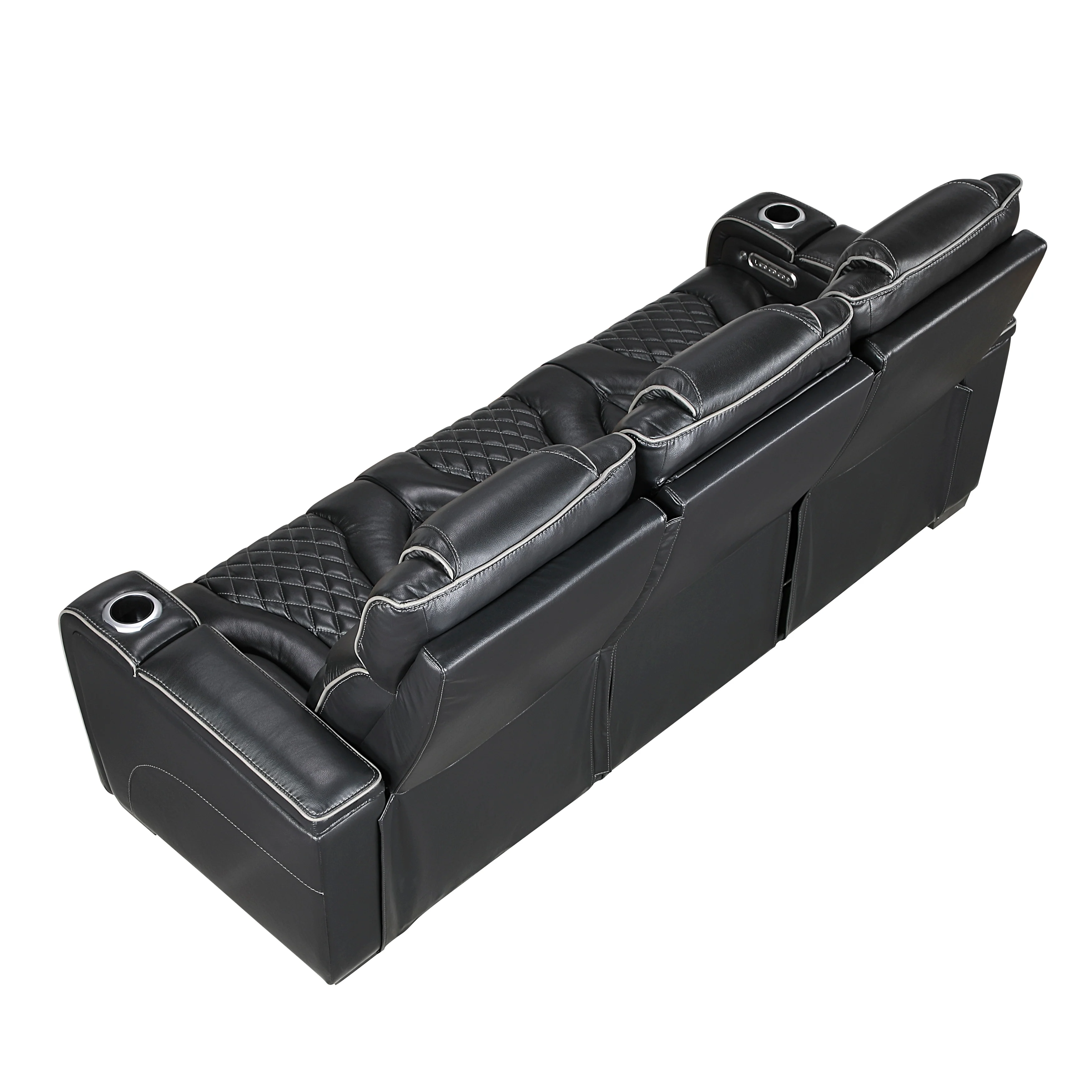 Whiselle Black Power Double Reclining Sofa - Image 3