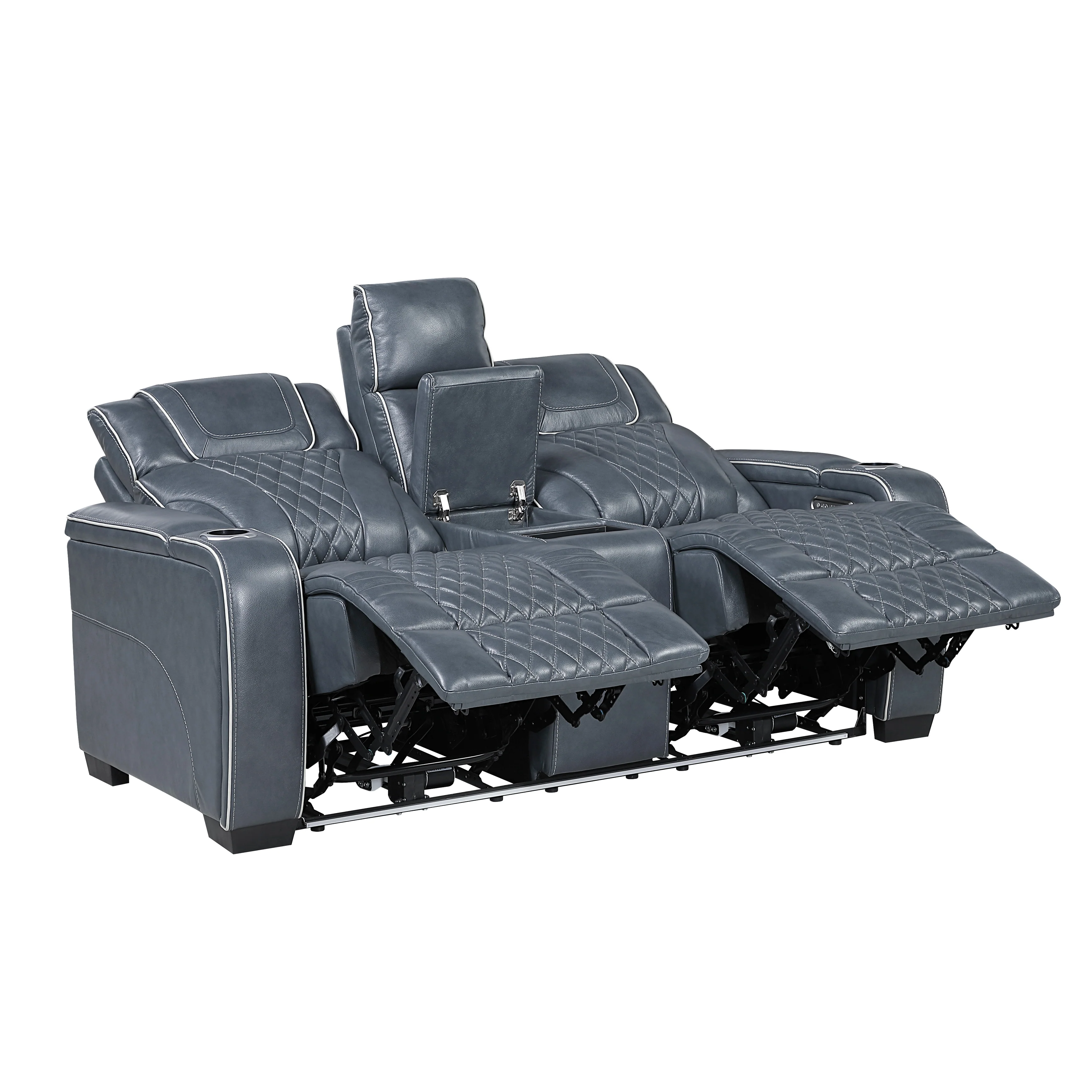 Whiselle Blue Power Double Reclining Loveseat - Image 5