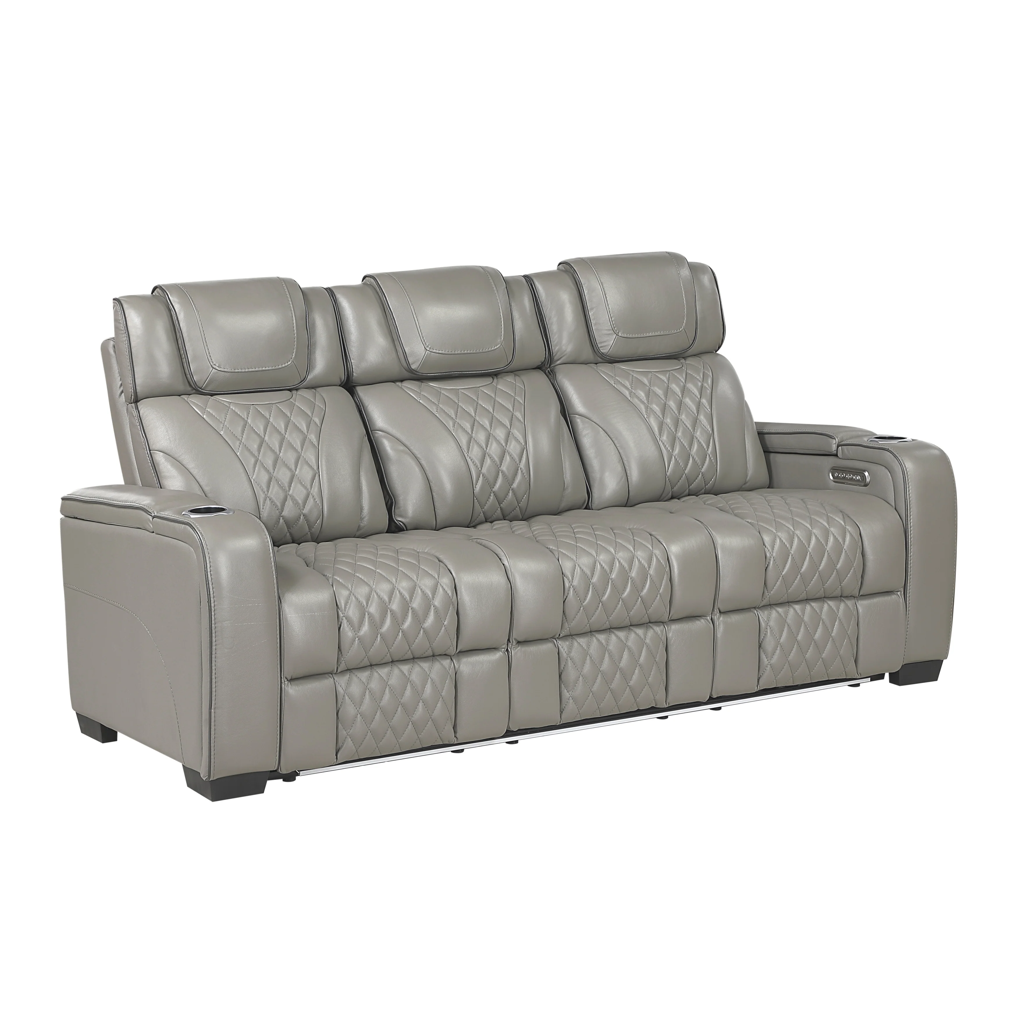 Whiselle Gray Power Double Reclining Sofa - Image 2