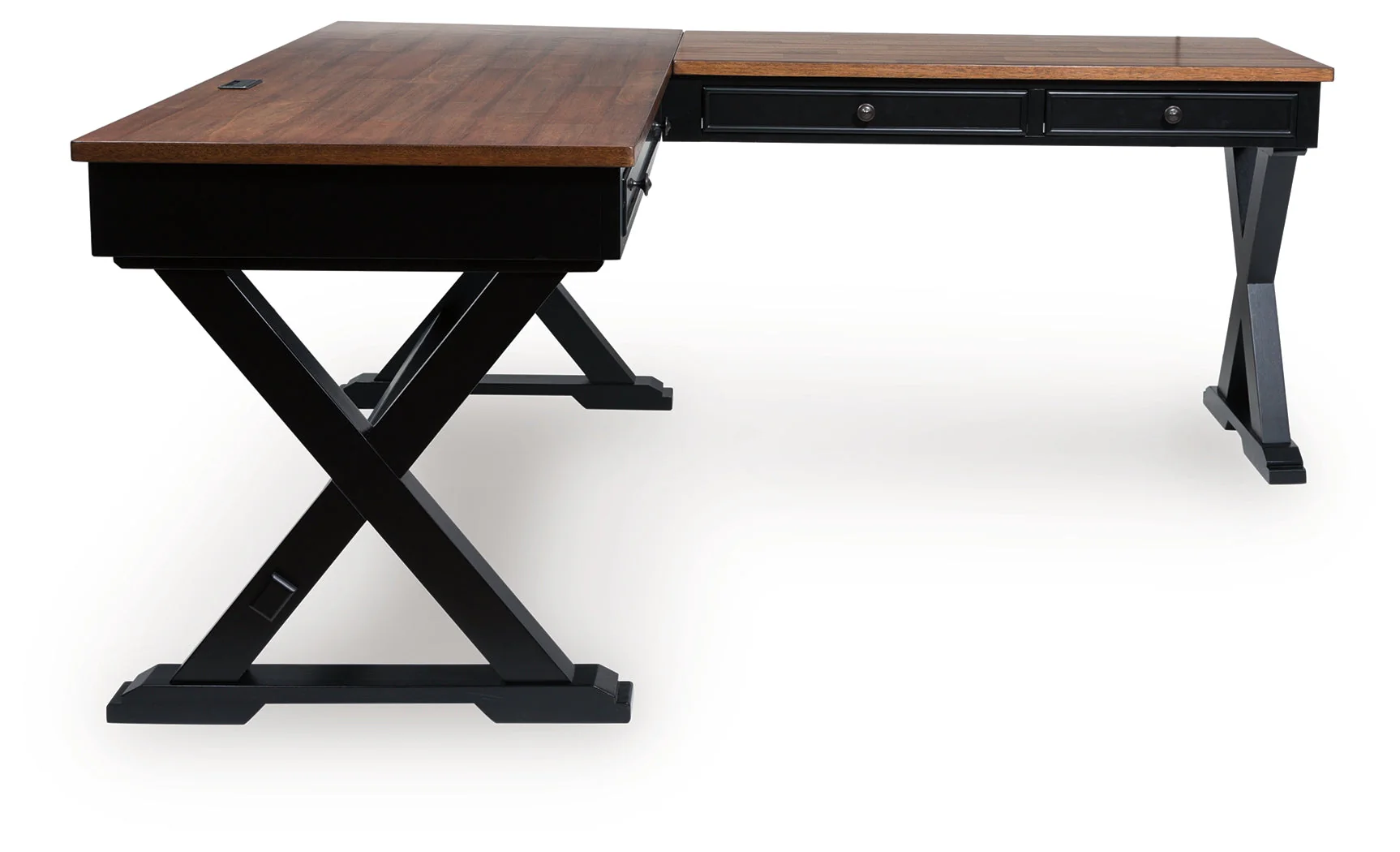 Wildenauer Brown/Black Home Office Desk (L shape) (Online Special Price) - Image 3