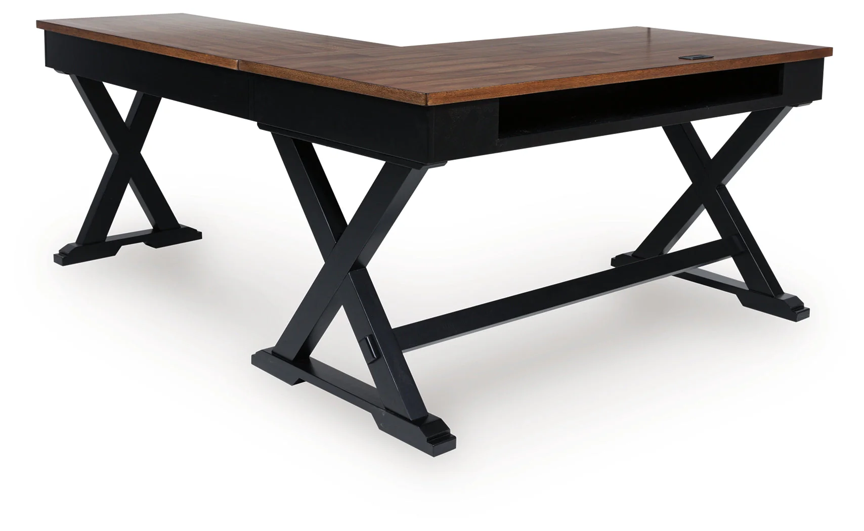 Wildenauer Brown/Black Home Office Desk (L shape) (Online Special Price) - Image 4