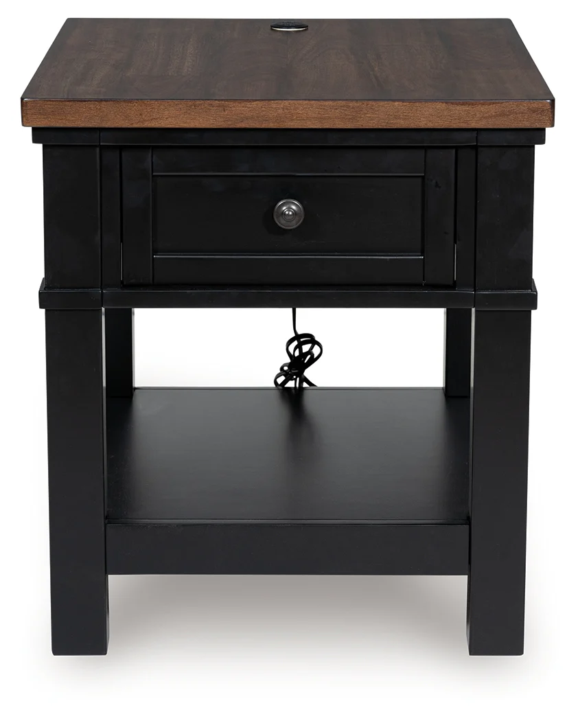 Wildenauer Brown/Black Rectangular End Table - Image 4