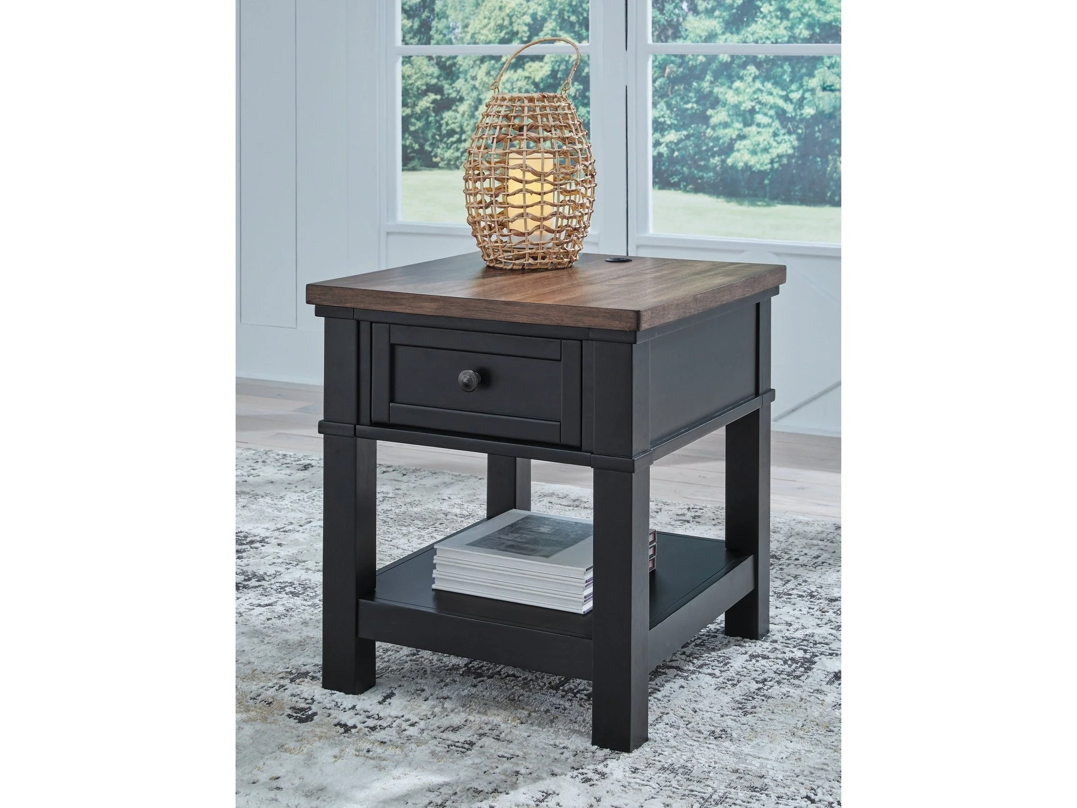 Wildenauer Brown/Black Rectangular End Table (Online Special Price)