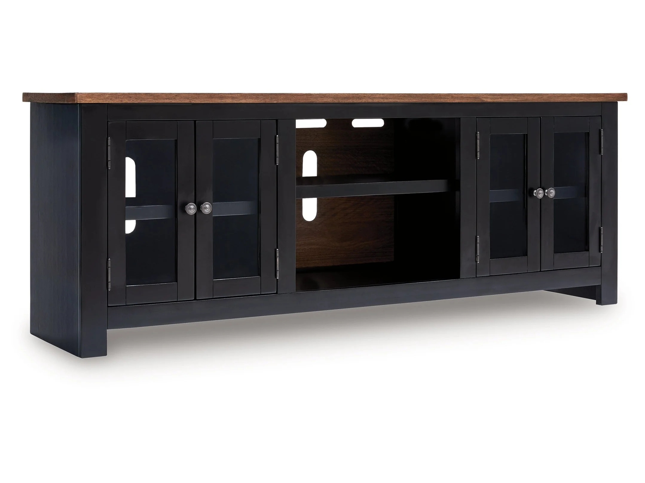 Wildenauer Brown/Black XL TV Stand w/Fireplace Option