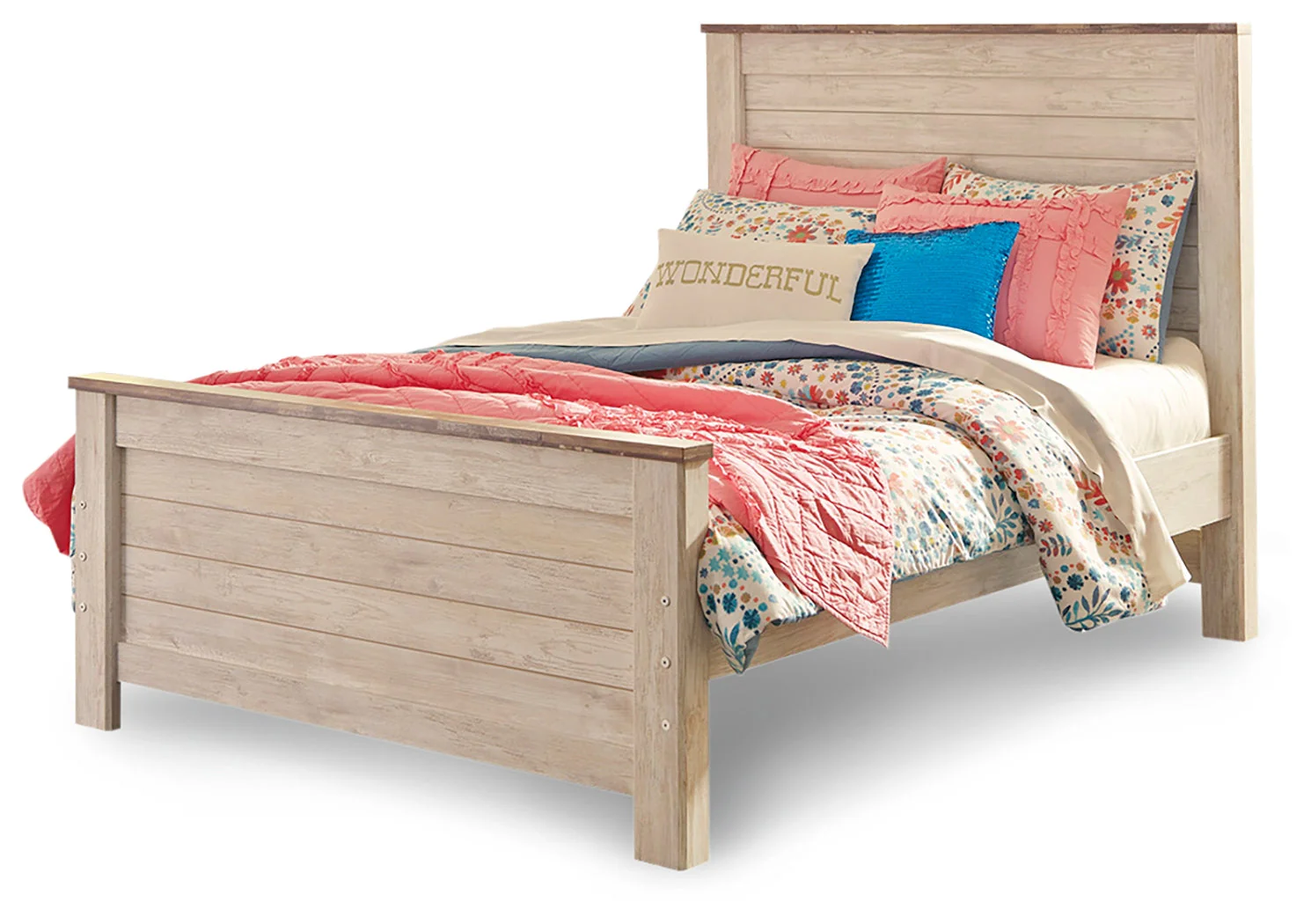 Willowton Whitewash Full Panel Bedroom Set with Dresser, Mirror, Chest and Nightstand (Online Special Price) - Image 4