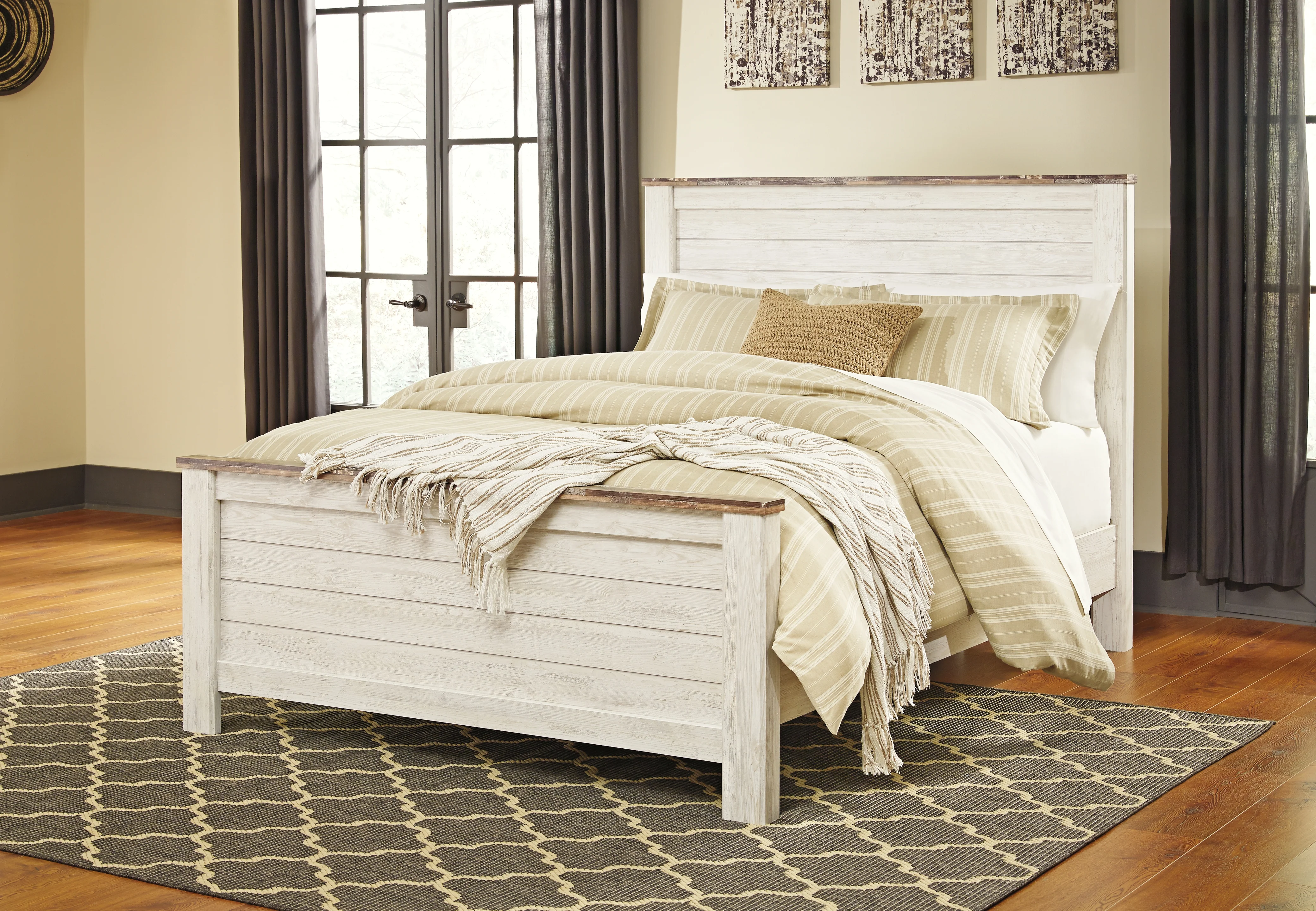 Willowton Whitewash Queen Panel Bed, Dresser and Mirror - Image 7